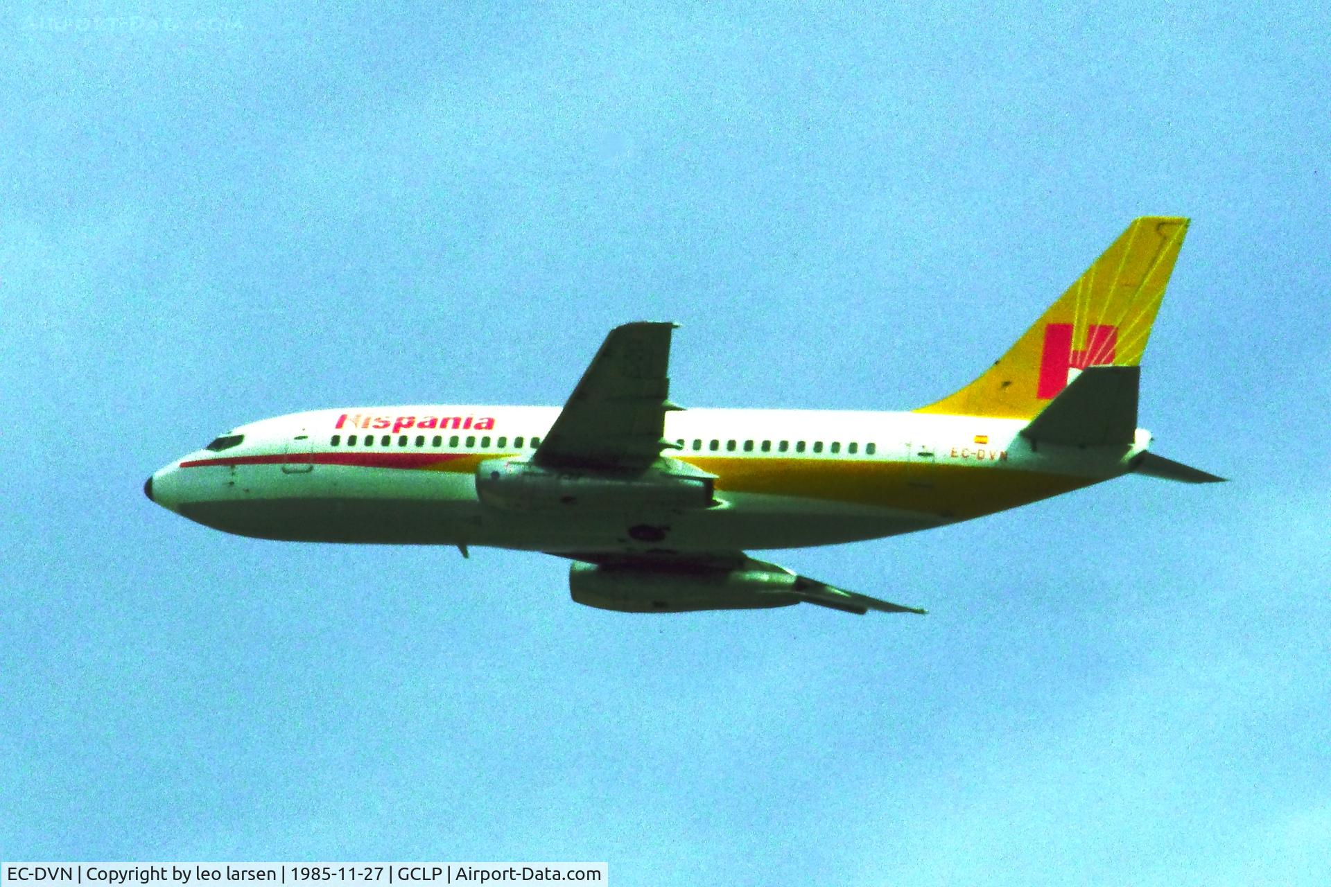 EC-DVN, 1980 Boeing 737-2K2 C/N 22296, Gran Canaria 27.11.1985