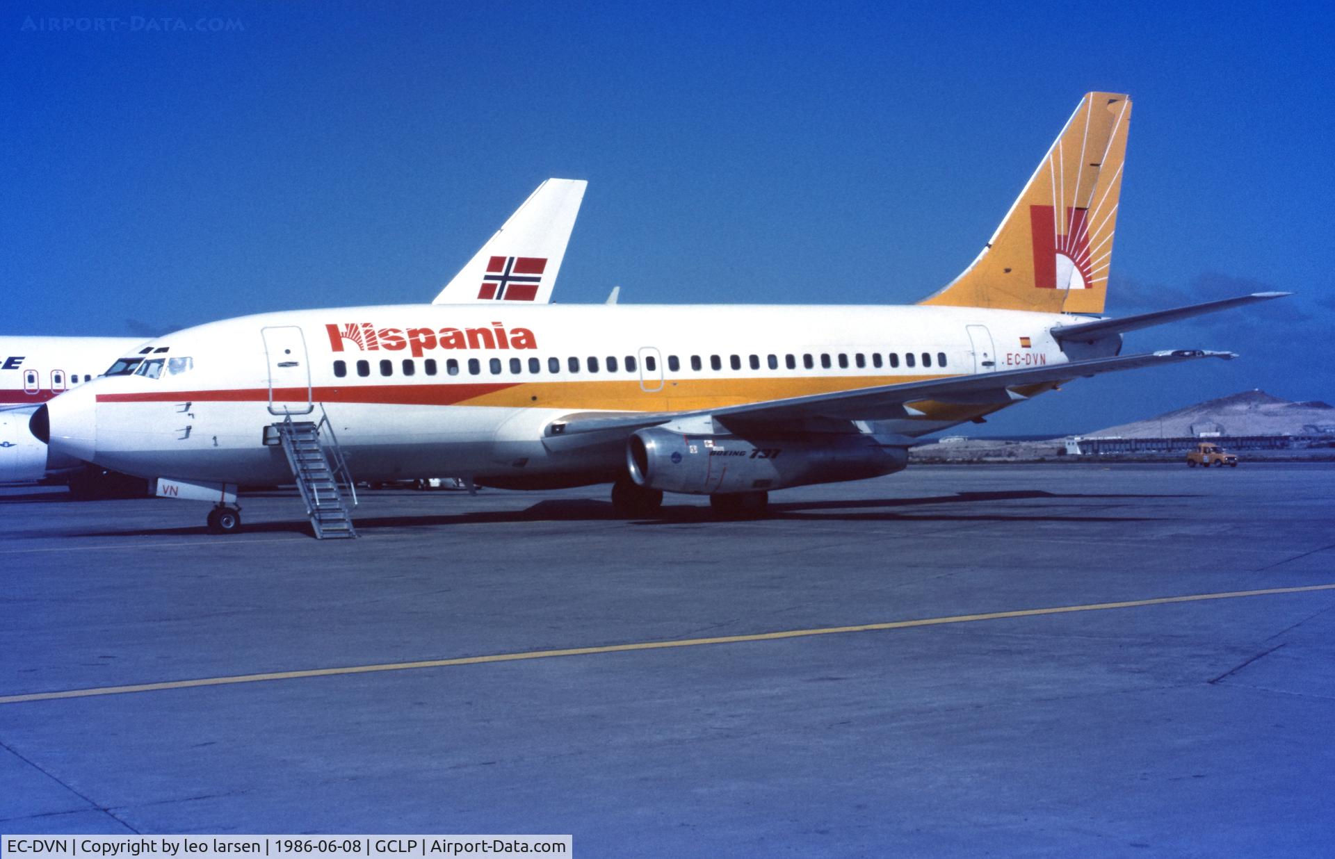 EC-DVN, 1980 Boeing 737-2K2 C/N 22296, Gran Canaria 8.6.1986