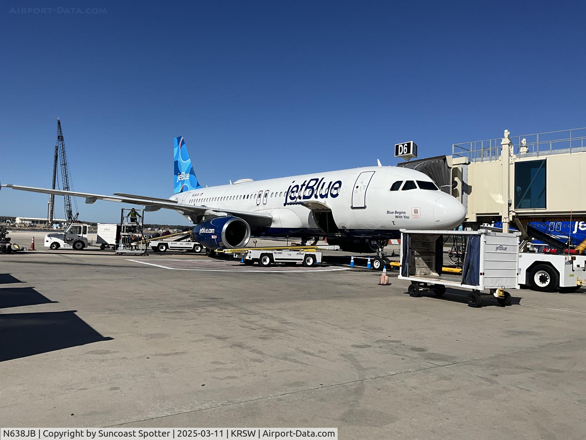 N638JB, 2006 Airbus A320-232 C/N 2802, JetBlue Airbus at the gate at RSW
