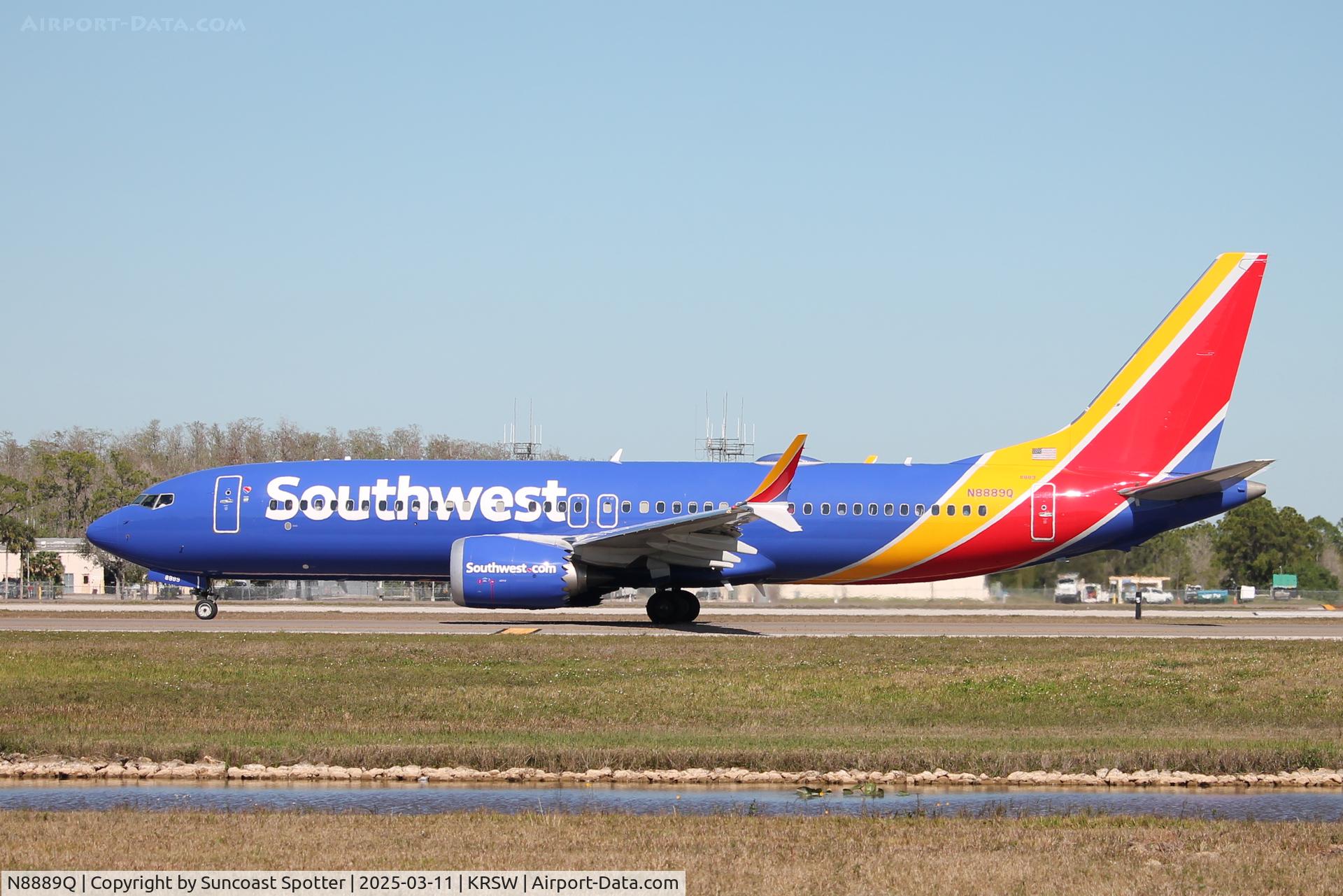 N8889Q, 2023 Boeing 737 Max 8 C/N 42682, Southwest Flight 785 taxis at Southwest Florida International Airport prior to flight to Indianapolis International Airport