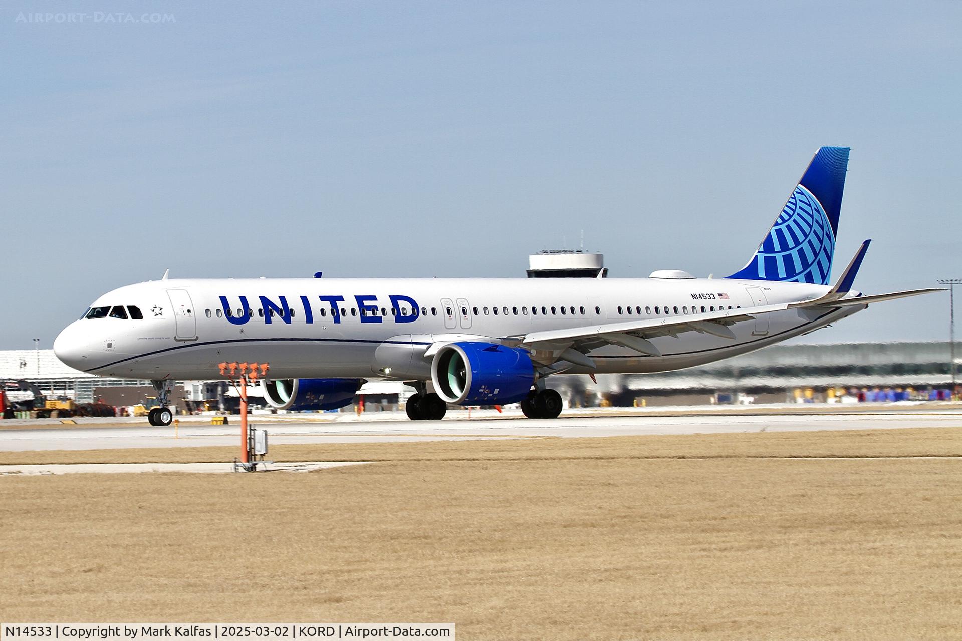 N14533, 2025 Airbus A321-271NX C/N 4533, A21N United Airlines Airbus A321neo N14533 UA455 ORD-MCO