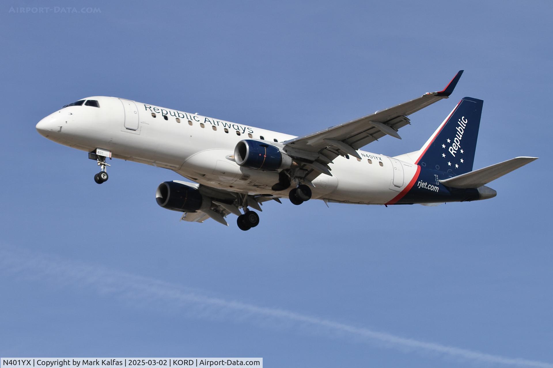 N401YX, 2013 Embraer 175LR (ERJ-170-200LR) C/N 17000363, E75S REPUBLIC AIRWAYS Embraer ERJ 175 N401YX RPA4428 MCO-ORD