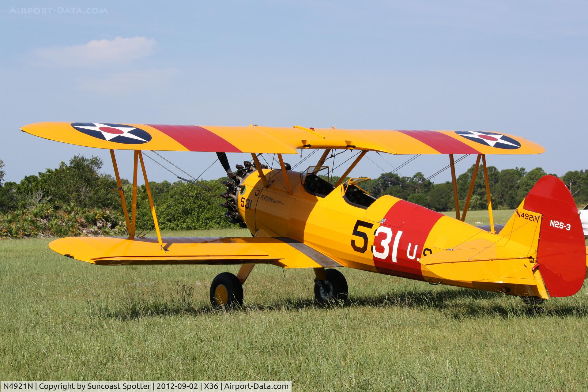 N4921N, 1943 Boeing A75N1(PT17) C/N 75-8264, Stearman Model 75 sits at Buchan Airport