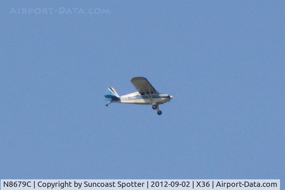 N8679C, 1953 Piper PA-18-135 Super Cub C/N 18-2828, Piper Super Cub flies over Buchan Field