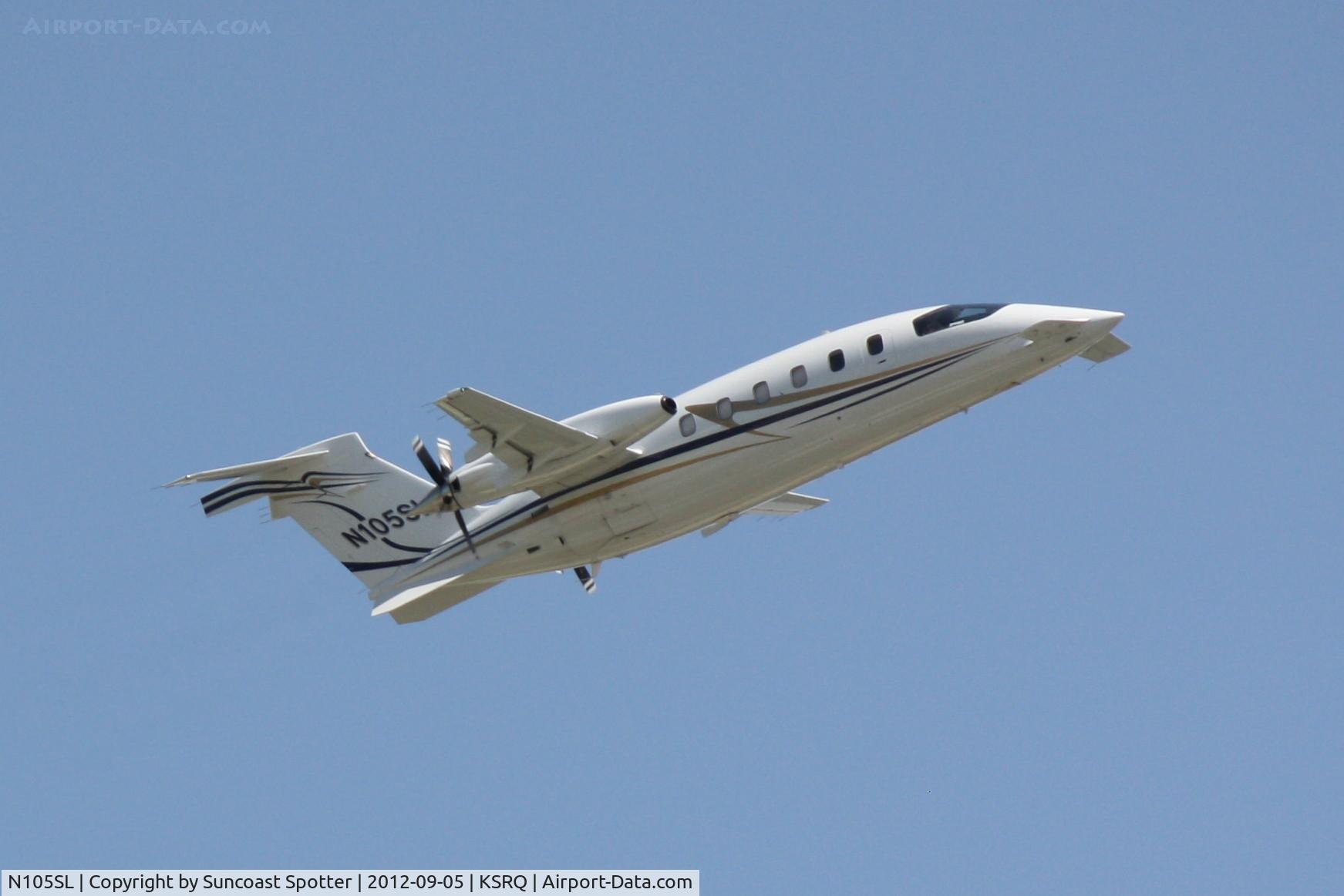 N105SL, 2003 Piaggio P-180 C/N 1068, Piaggio P.180 Avanti departs Sarasota-Bradenton International Airport