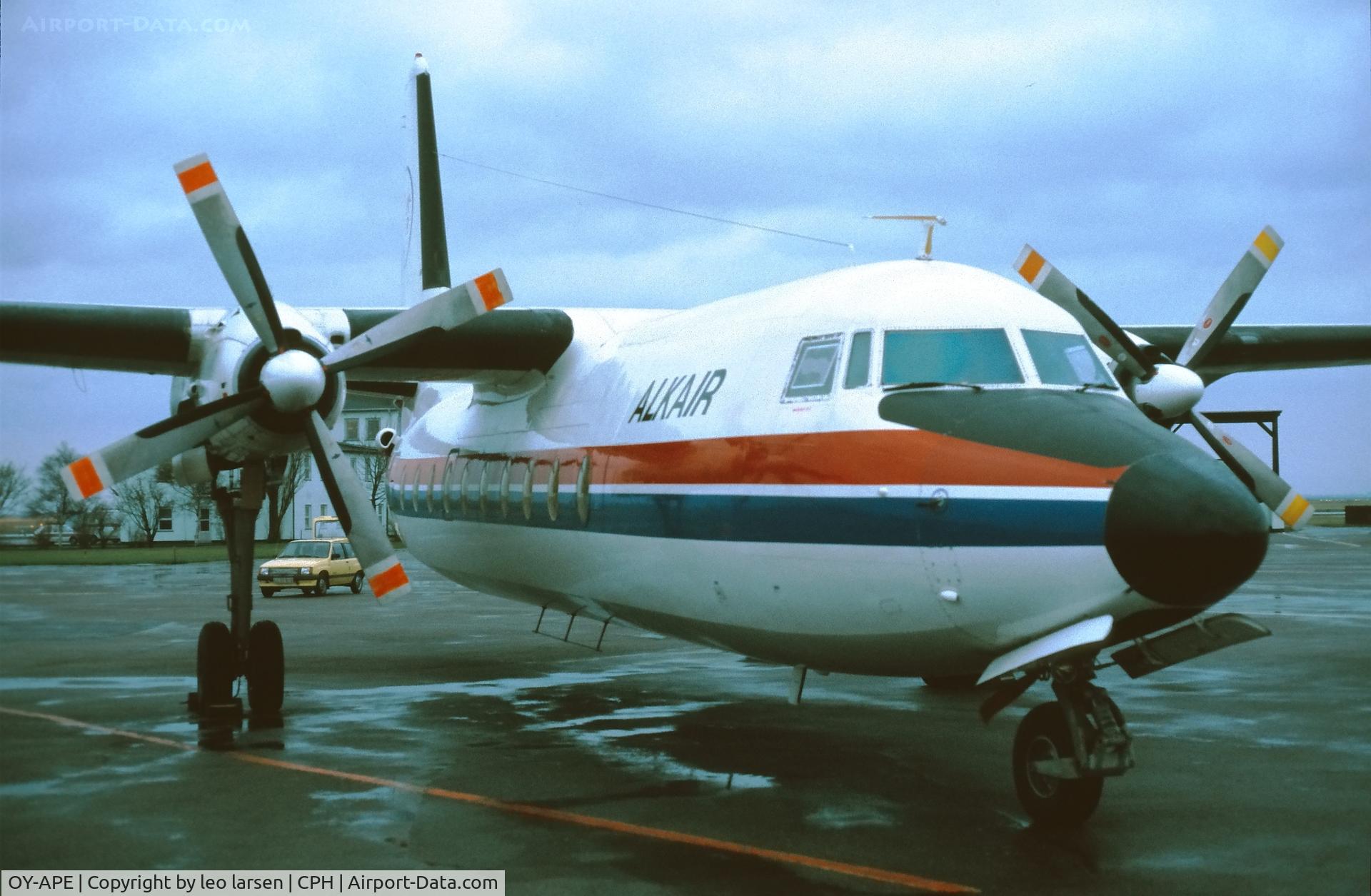 OY-APE, 1970 Fokker F.27-600 Friendship C/N 10443, Copenhagen 6.12.1985