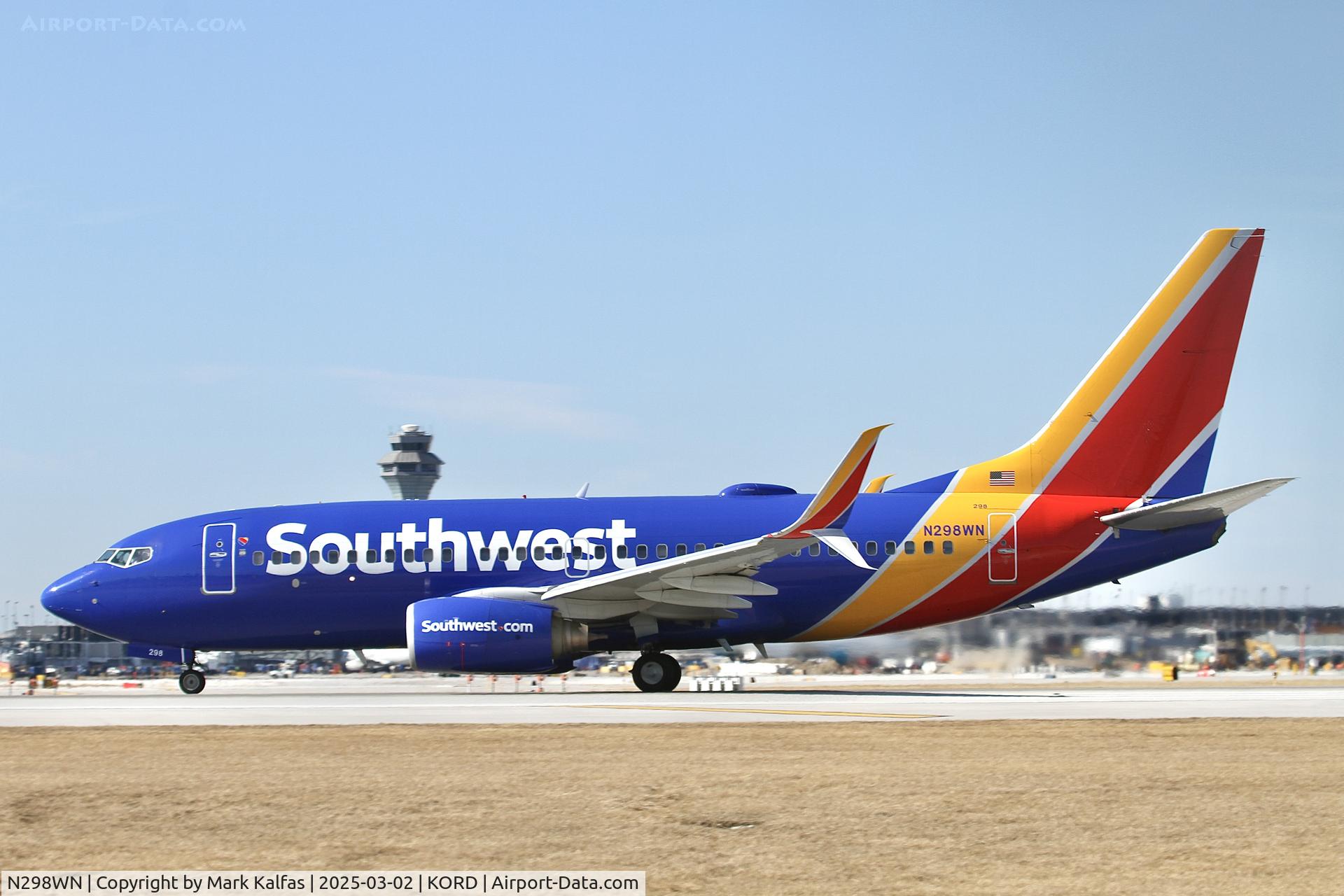 N298WN, 2007 Boeing 737-7H4 C/N 32543, B737 SOUTHWEST BOEING 737-7H4 N298WN SWA3226 ORD-DAL
