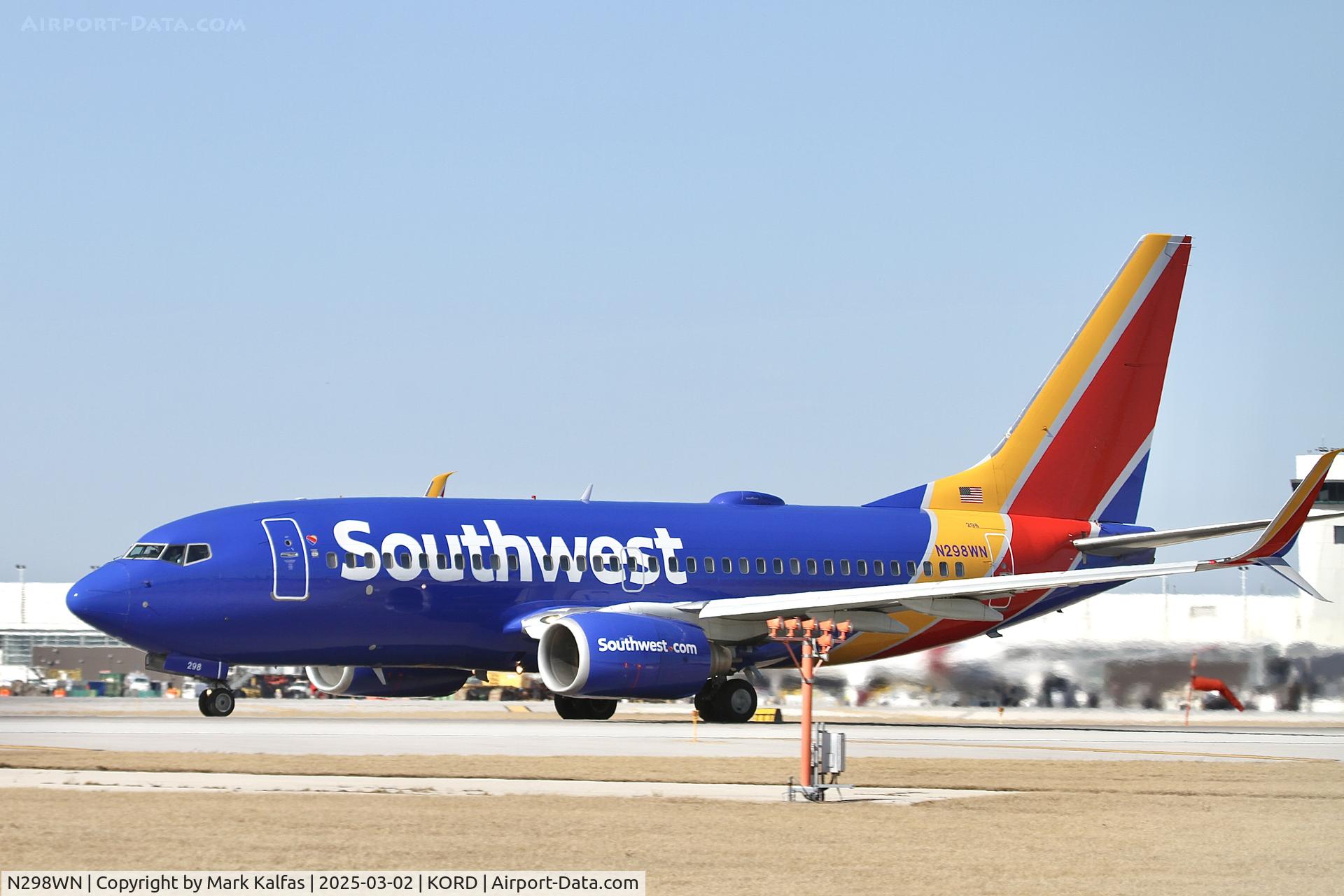 N298WN, 2007 Boeing 737-7H4 C/N 32543, B737 SOUTHWEST BOEING 737-7H4 N298WN SWA3226 ORD-DAL