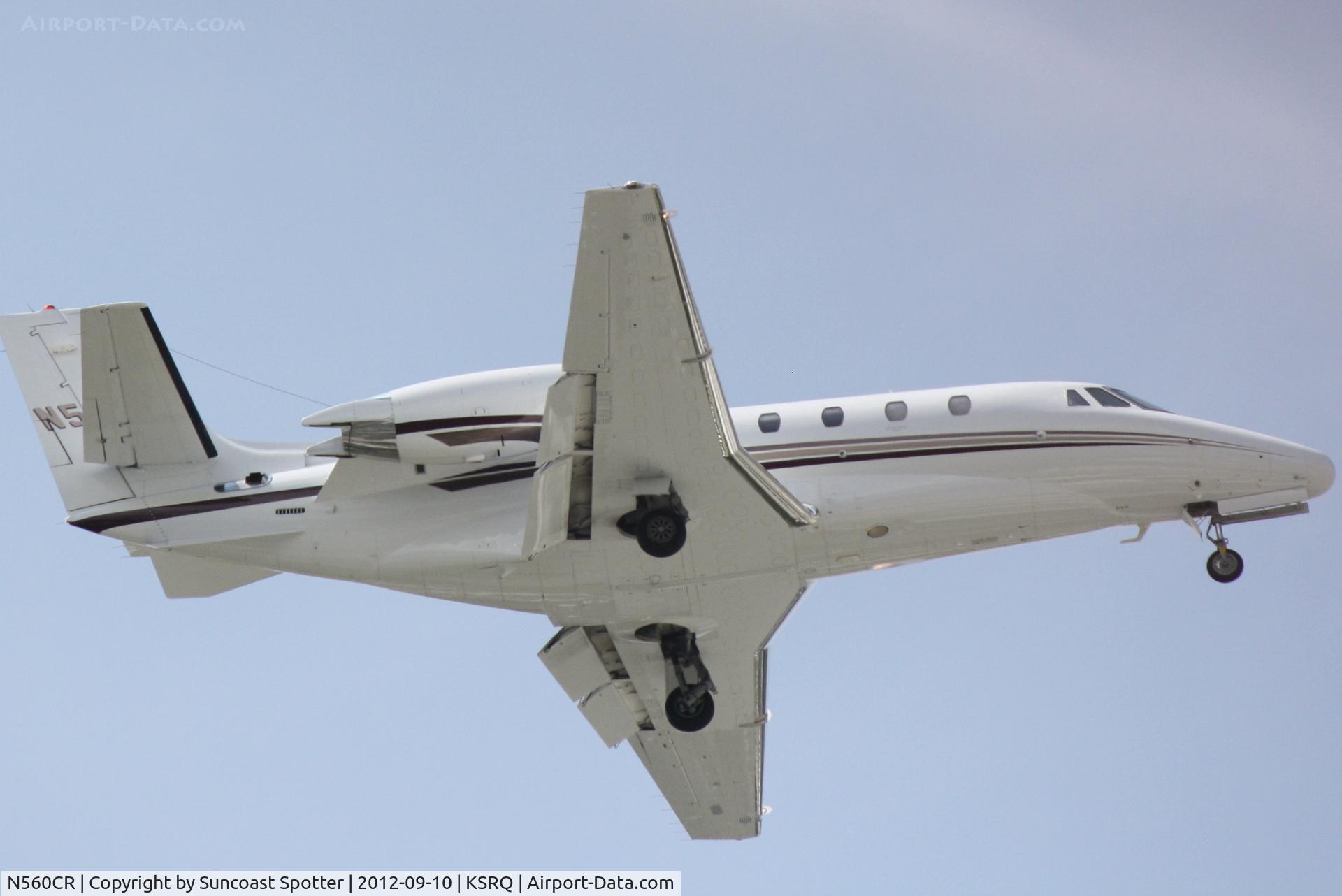 N560CR, 2005 Cessna 560XL C/N 560-5560, Cessna Citation Excel arrives at Sarasota-Bradenton International Airport following a flight from Harrison County Airport