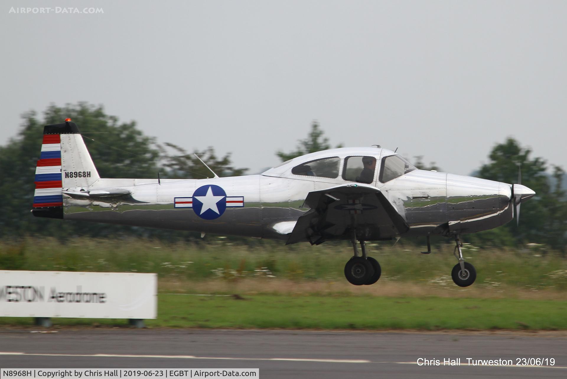 N8968H, 1947 North American Navion (NA-145) C/N NAV-4-968, Turweston, Air Britain fly in