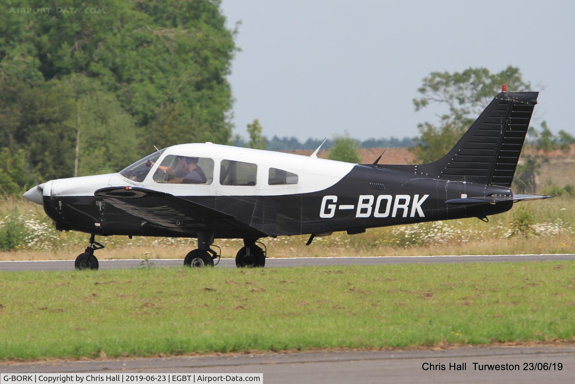 G-BORK, 1981 Piper PA-28-161 Cherokee Warrior II C/N 28-8116095, Turweston, Air Britain fly in