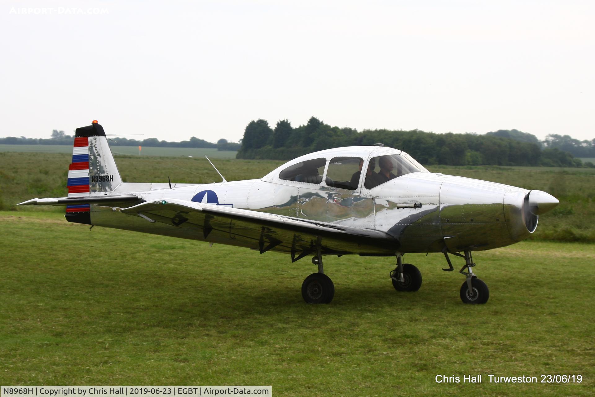 N8968H, 1947 North American Navion (NA-145) C/N NAV-4-968, Turweston, Air Britain fly in