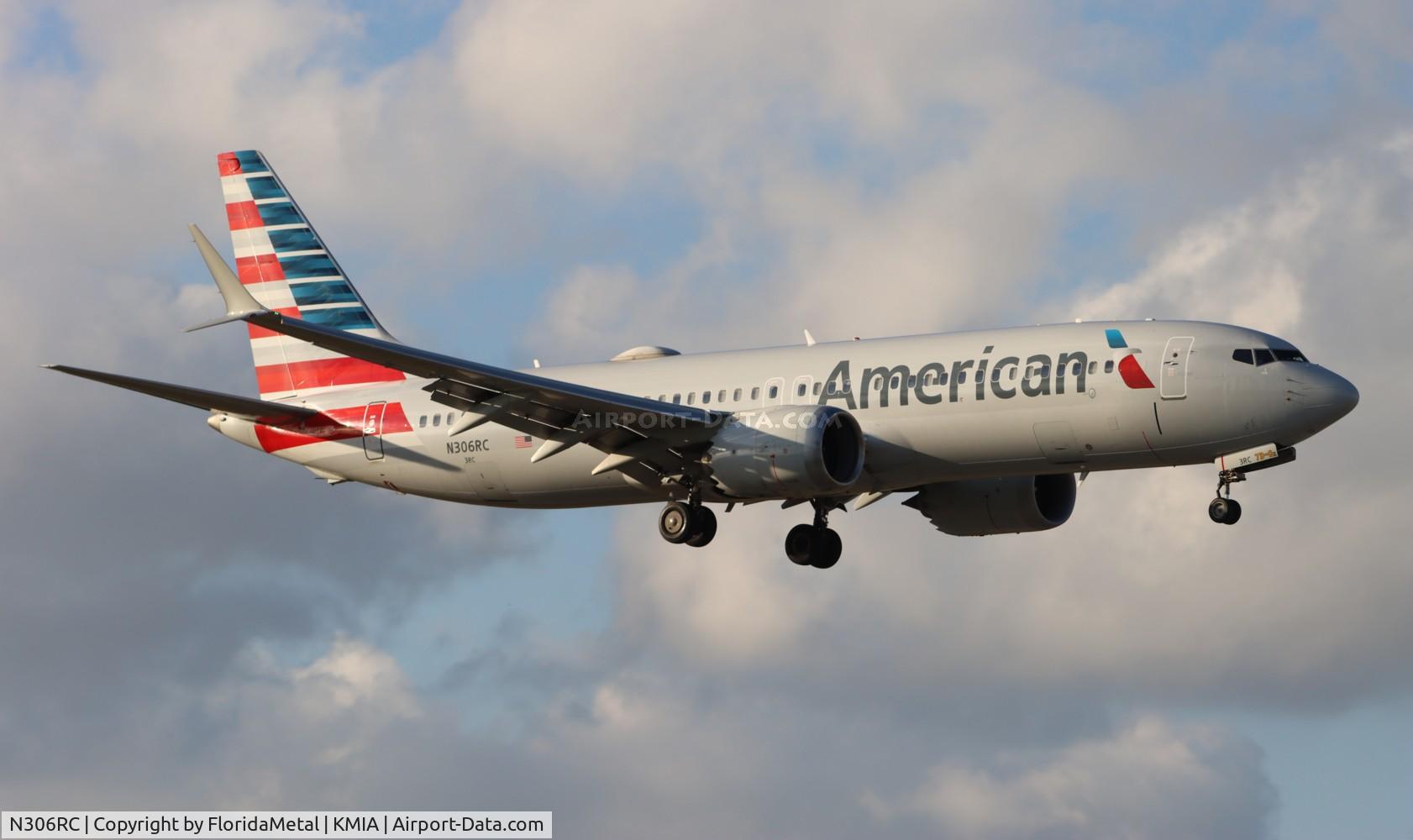 N306RC, 2017 Boeing 737-8 MAX C/N 44465, AAL 737-8 zx mex, mmmx-mia