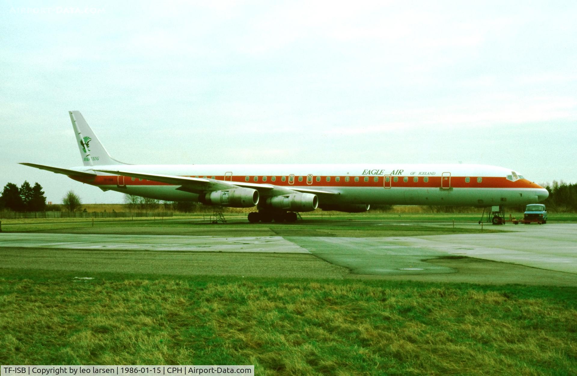 TF-ISB, 1968 Douglas DC-8-61 C/N 45964, Copenhagen 15.1.1986 duing lease to Conair of Scandinavia