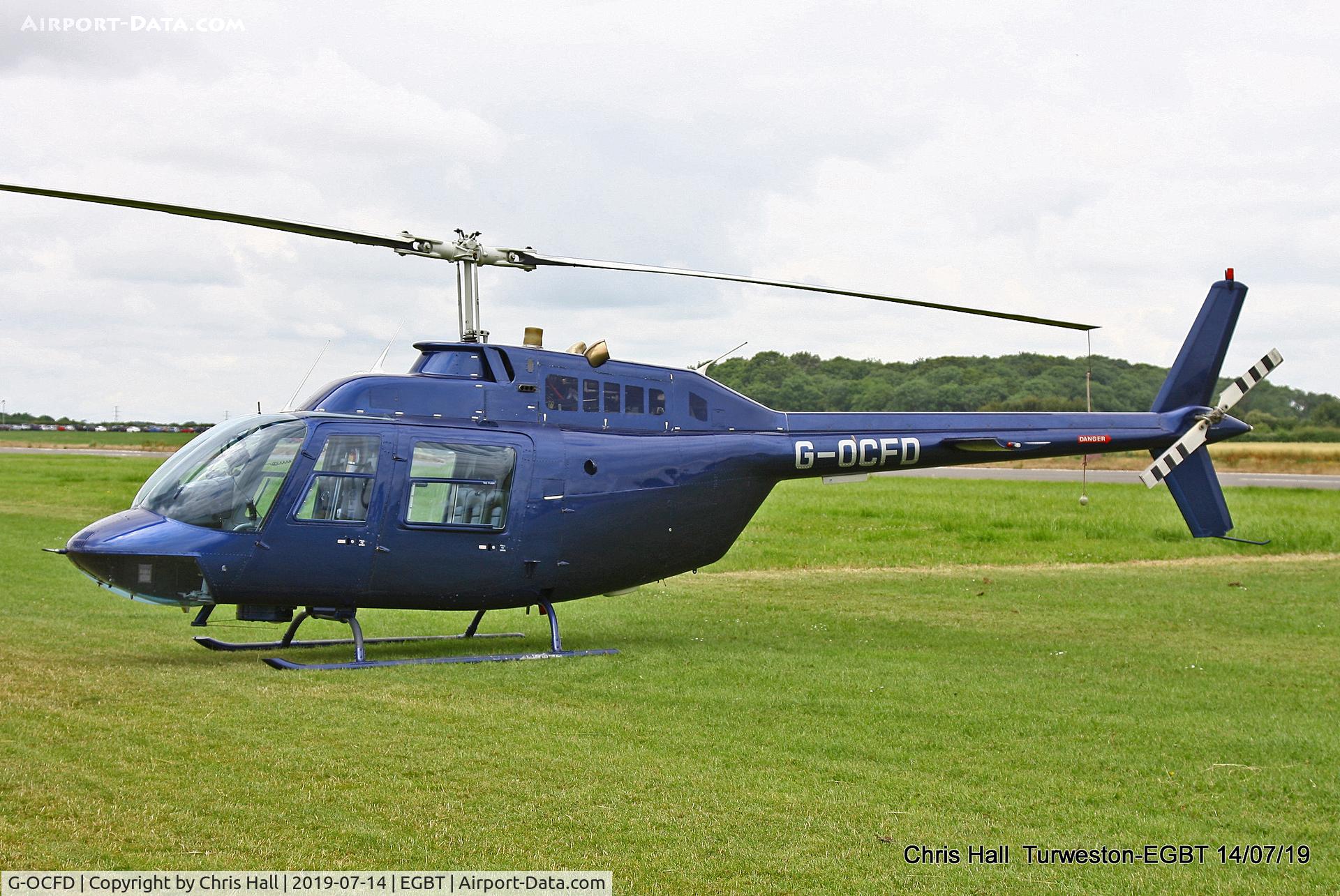 G-OCFD, 1980 Bell 206B JetRanger III C/N 3165, Turweston, British Grand Prix weekend