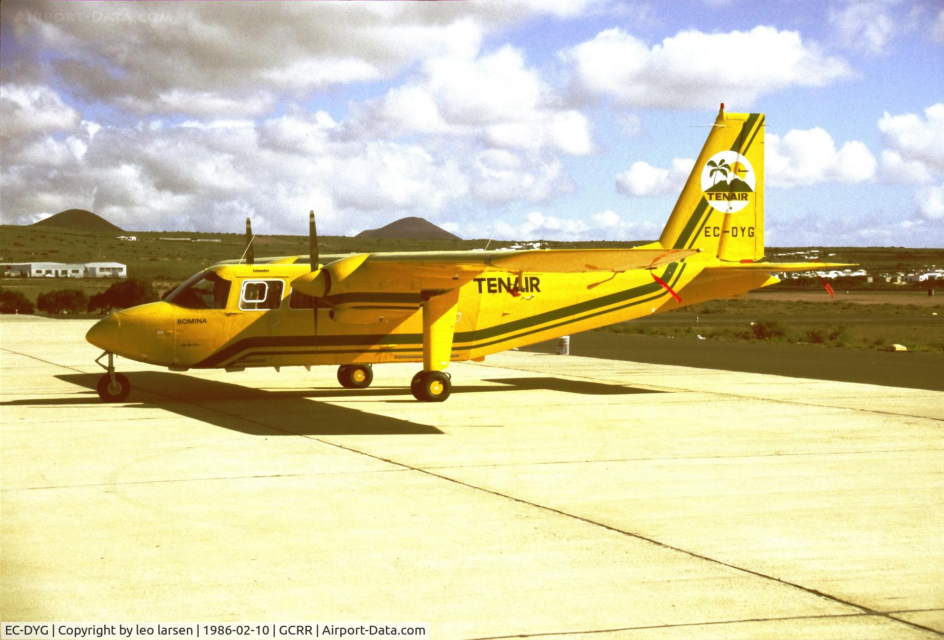 EC-DYG, 1985 Pilatus Britten-Norman BN-2B-27 Islander C/N 2180, Lanzarote ACE 10.2.1986