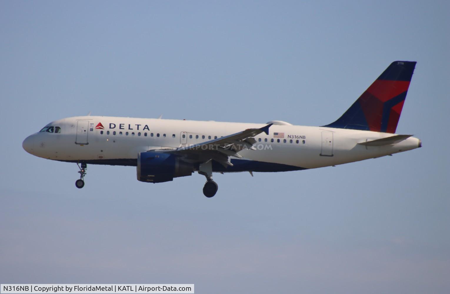N316NB, 2000 Airbus A319-114 C/N 1249, DAL A319 zx oma-atl