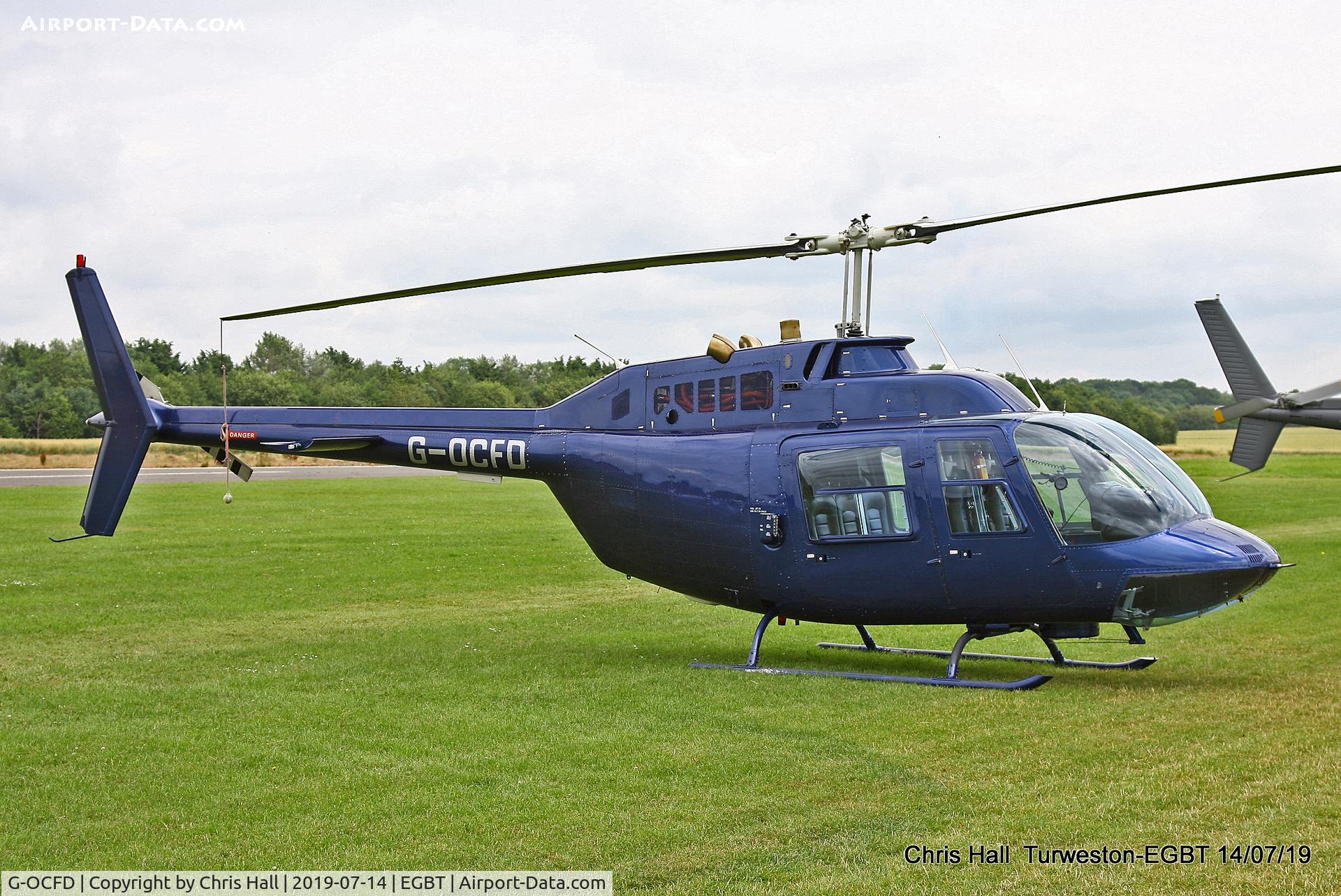 G-OCFD, 1980 Bell 206B JetRanger III C/N 3165, Turweston, British Grand Prix weekend