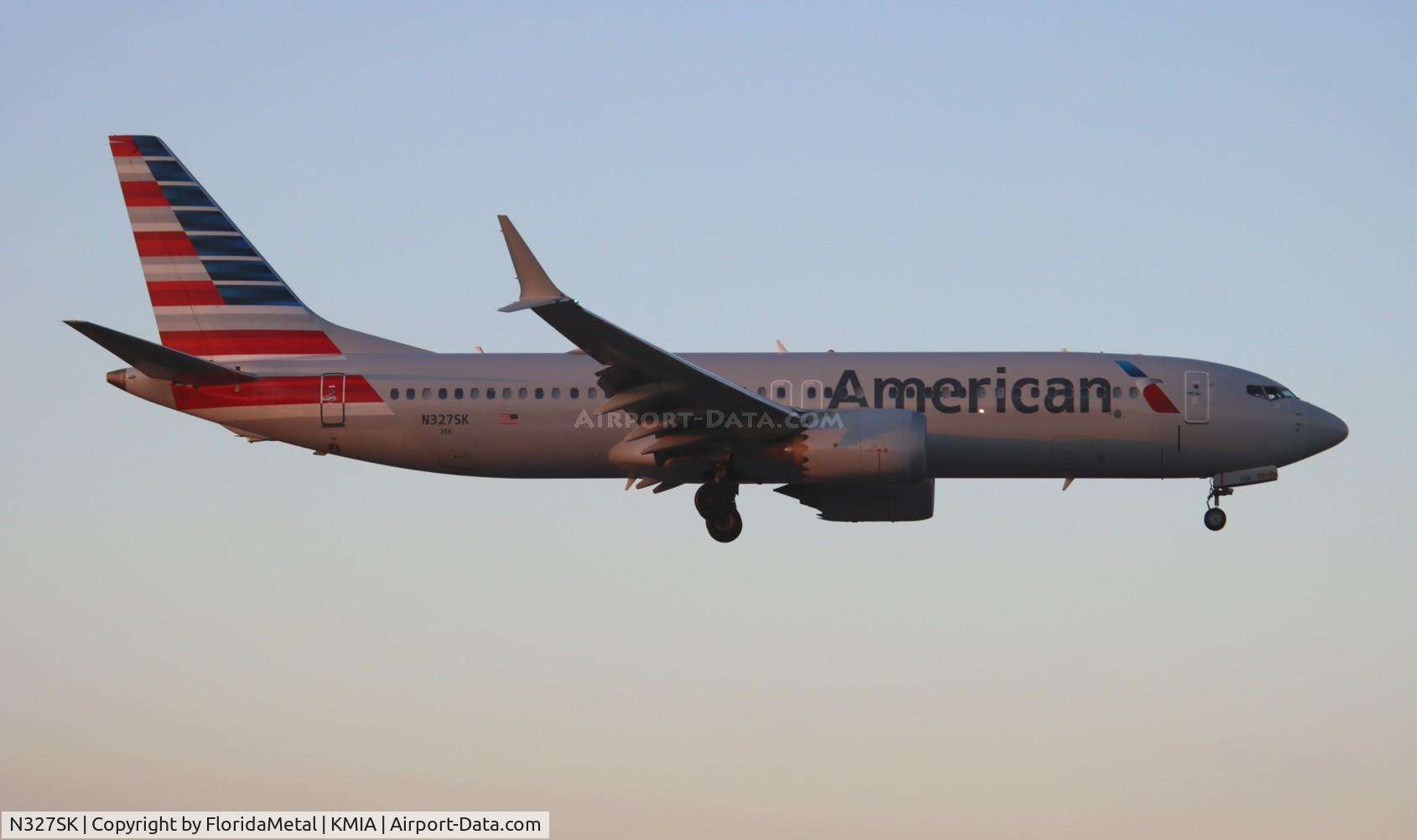 N327SK, 2020 Boeing 737-8 MAX C/N 44477, AAL 737-8 zx sjo, mroc-mia