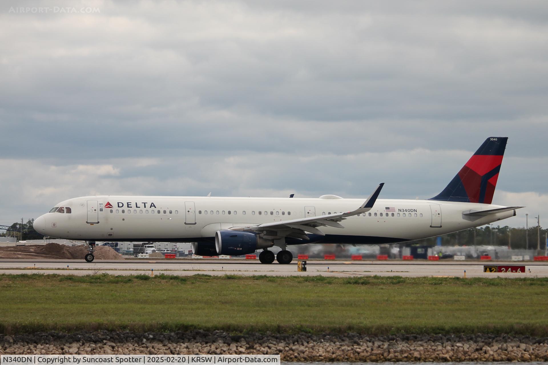 N340DN, 2018 Airbus A321-211 C/N 8180, Delta Flight 412 departs Runway 6 at Southwest Florida International Airport enroute to Detroit Metro Airport