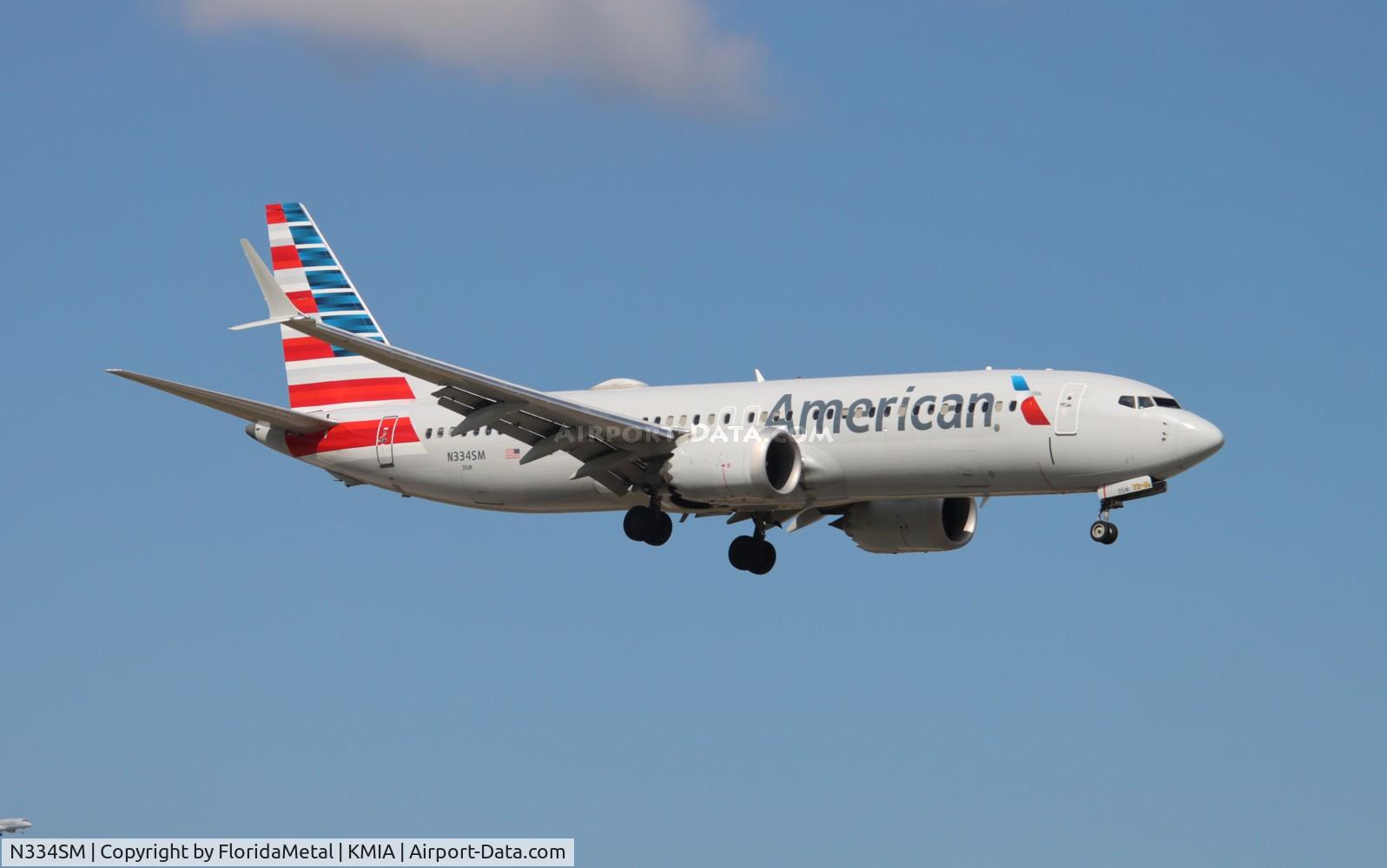 N334SM, 2021 Boeing 737-8 MAX C/N 44478, AAL 737-8 zx geo,sycj-mia