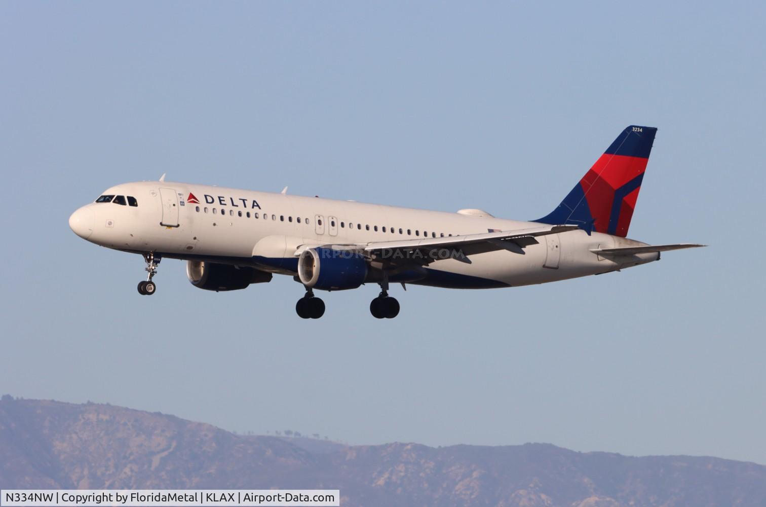 N334NW, 1992 Airbus A320-212 C/N 339, DAL A320 zx sfo-lax