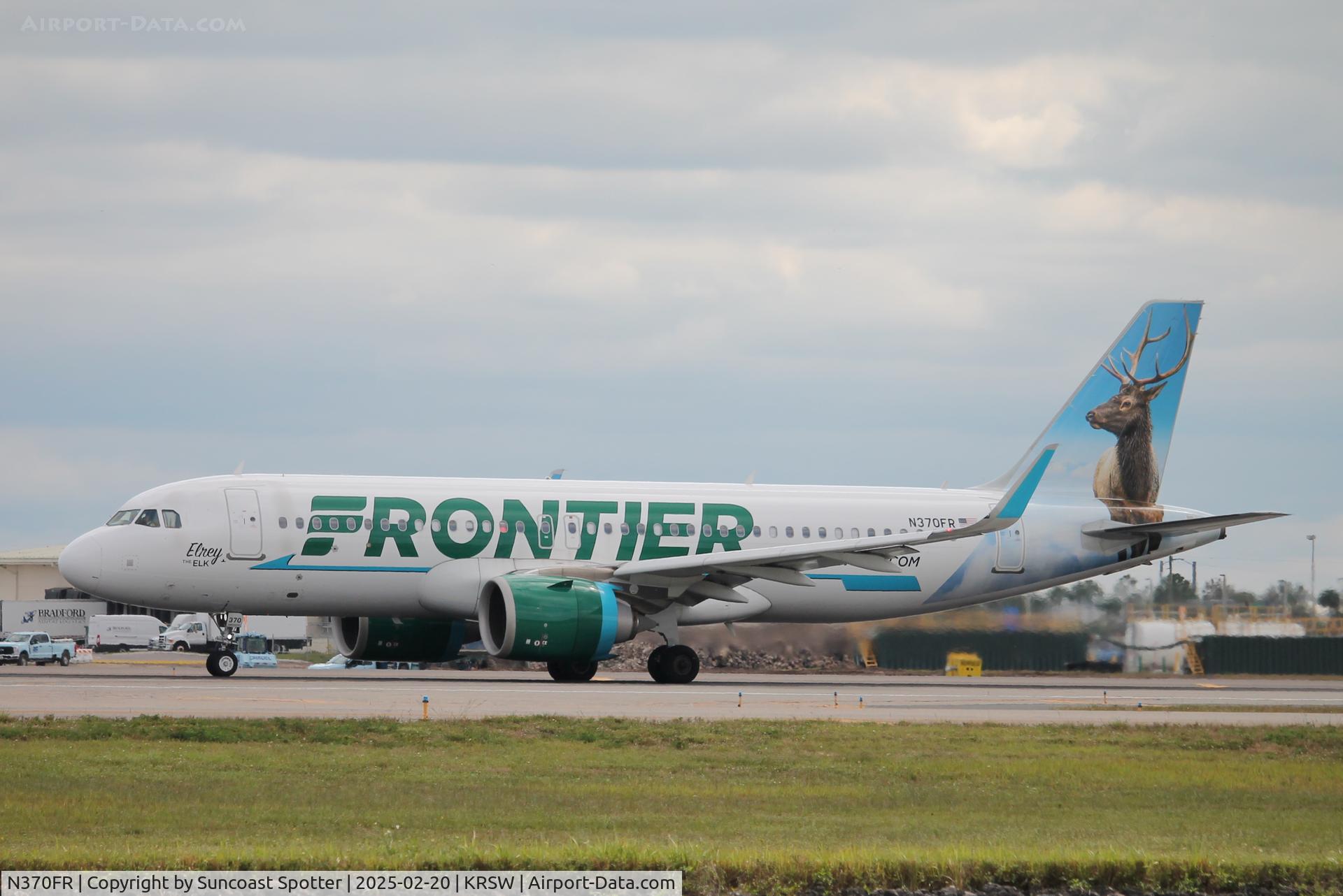 N370FR, 2020 Airbus A320-251N C/N 10038, Frontier Flight 1543 departs Runway 6 at Southwest Florida International Airport enroute to Cleveland-Hopkins International Airport