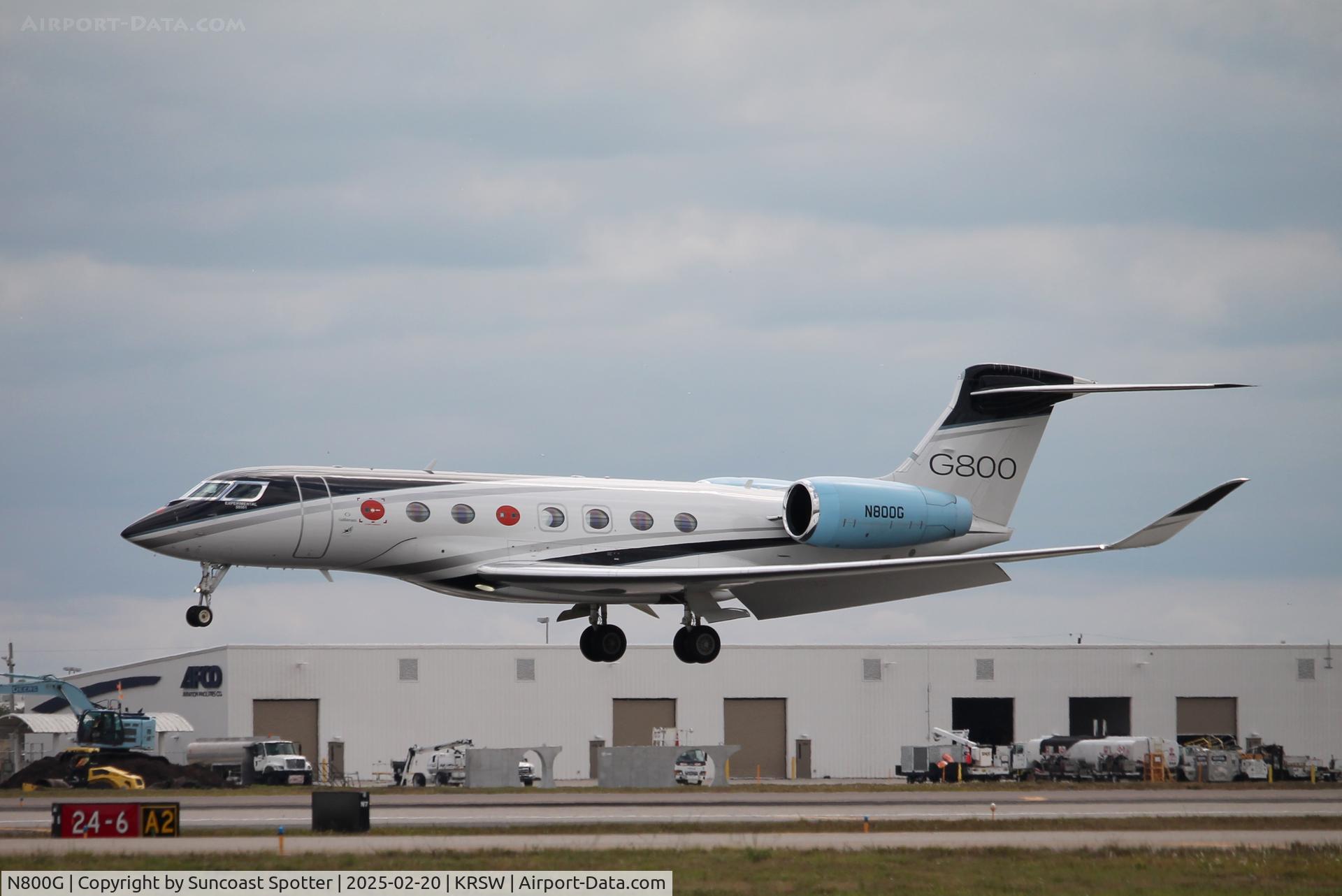 N800G, 2022 Gulfstream GVIII G800 C/N 88001, Gulfstream 75 arrives on Runway 6 at Southwest Florida International Airport following flight from New Orleans International Airport