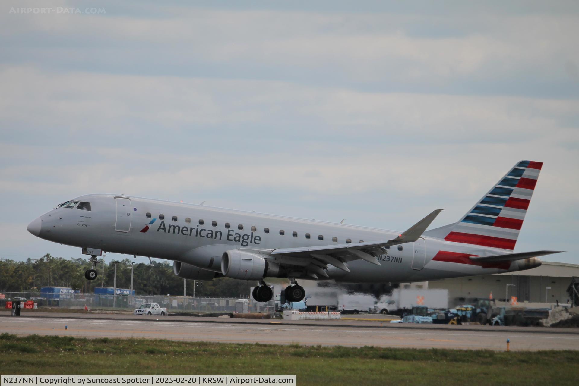 N237NN, 2016 Embraer 175LR (ERJ-170-200LR) C/N 17000575, American Flight 3595 operated by Envoy arrives on Runway 6 at Southwest Florida International Airport following flight from Reagan National Airport