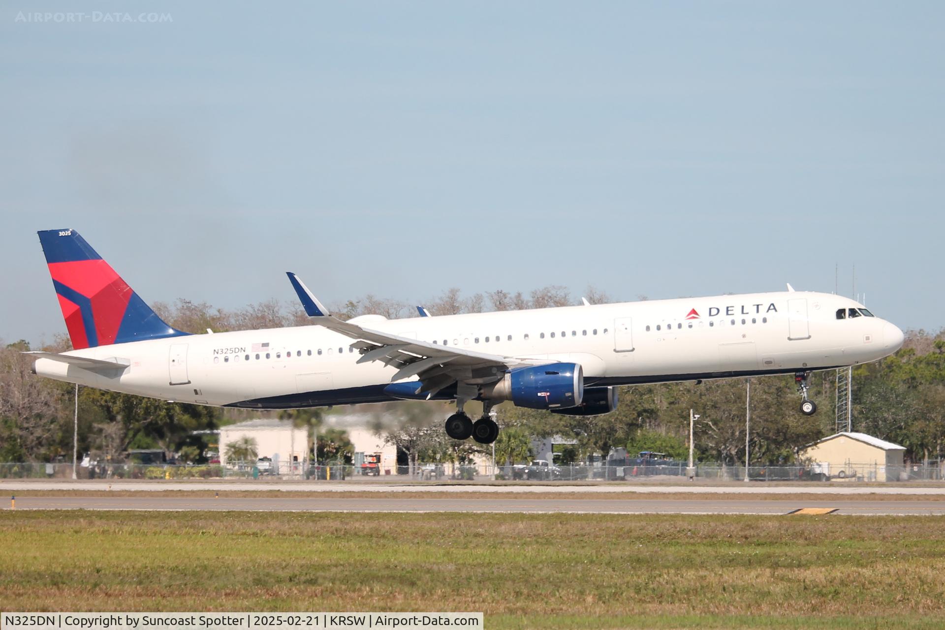 N325DN, 2017 Airbus A321-211 C/N 7709, Delta Flight 1349 arrives on Runway 6 at Southwest Florida International Airport following flight from Minneapolis-St Paul International Airport