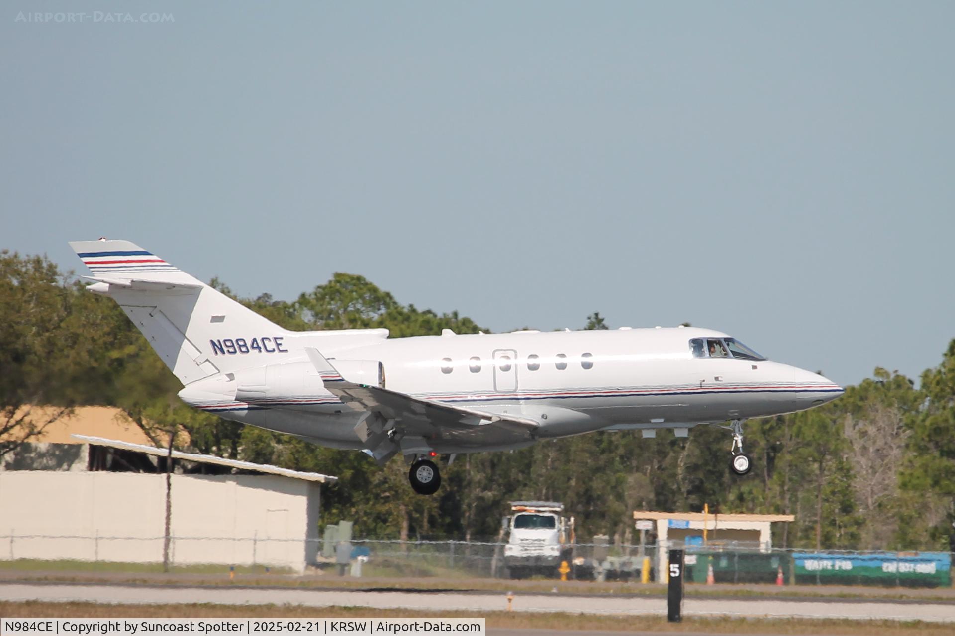 N984CE, 2008 Hawker Beechcraft Hawker 900XP C/N HA-0065, Hawker 984CE arrives on Runway 6 at Southwest Florida International Airport following flight from Eugene F Kranz Toledo Express Airport