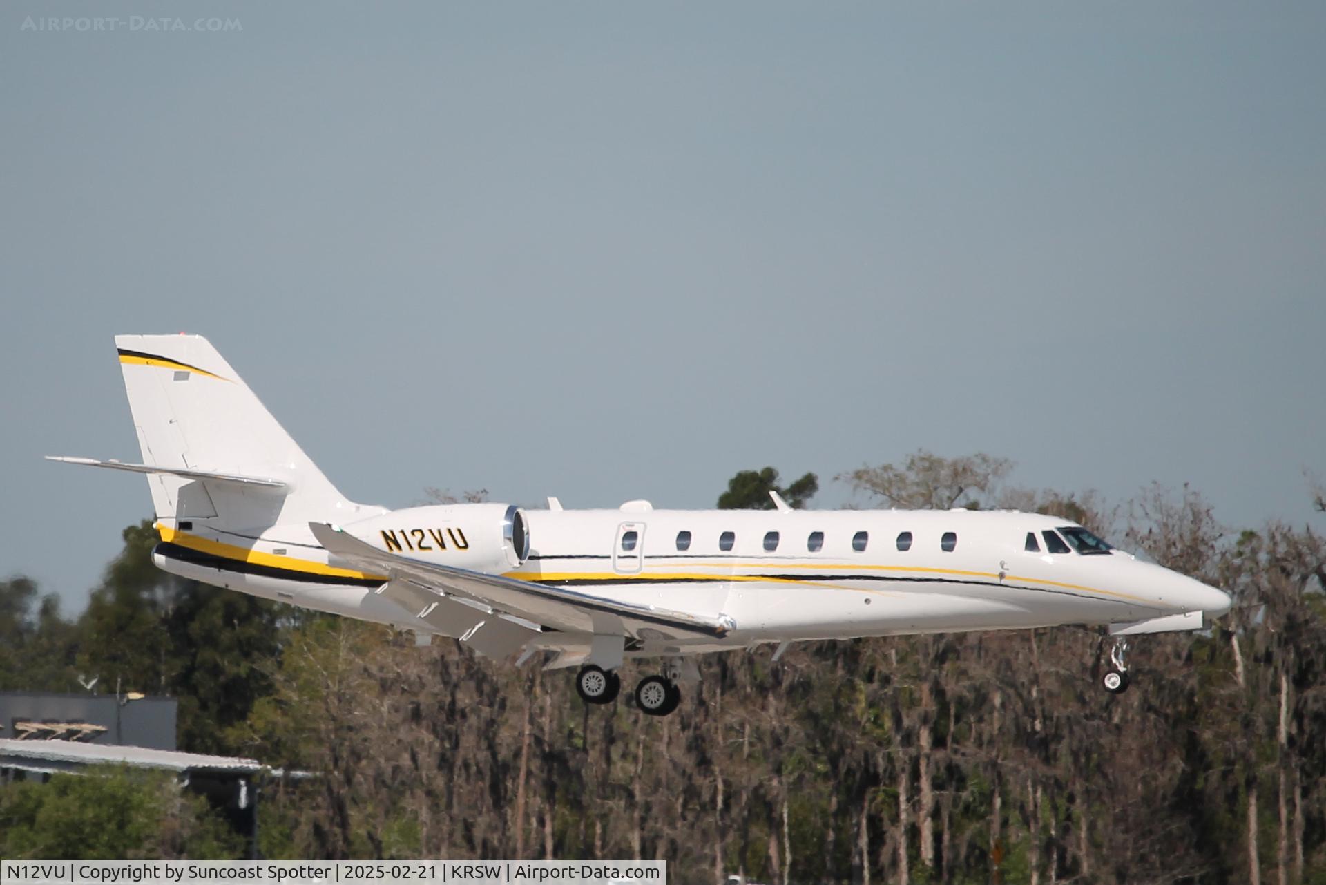 N12VU, 2013 Cessna 680 Citation Sovereign C/N 680-0531, Citation arrives on Runway 6 at Southwest Florida International Airport following flight from Pella Municipal Airport