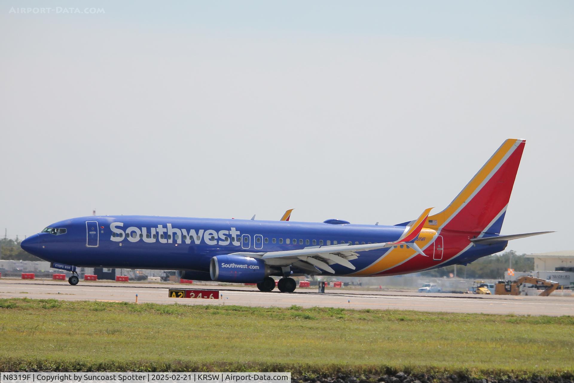 N8319F, 2012 Boeing 737-8H4 C/N 36994, Southwest Flight 1351 arrives on Runway 6 at Southwest Florida International Airport following flight from Chicago-Midway International Airport