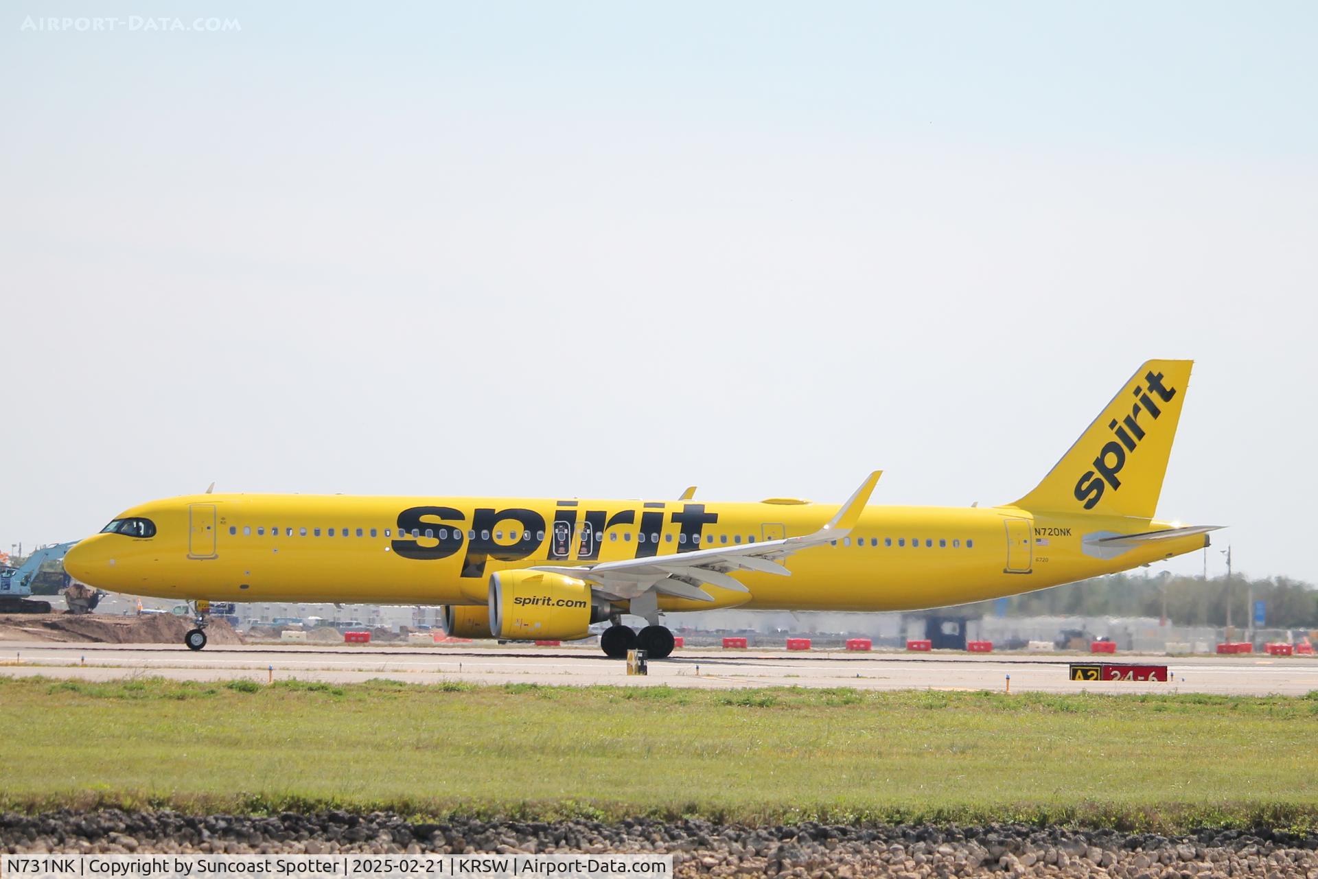 N731NK, 2024 Airbus A321-271NX C/N 11937, Spirit Flight 588 arrives on Runway 6 at Southwest Florida International Airport following flight from Detroit Metro Airport