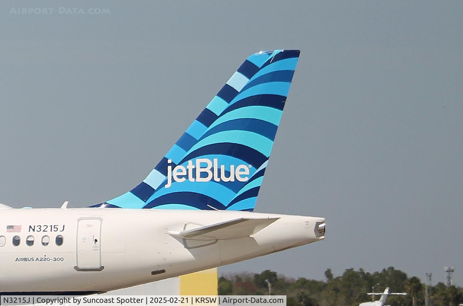 N3215J, 2024 Airbus A220-371 C/N 55292, JetBlue Flight 66 taxis at Southwest Florida International Airport prior to flight to Boston-Logan International Airport