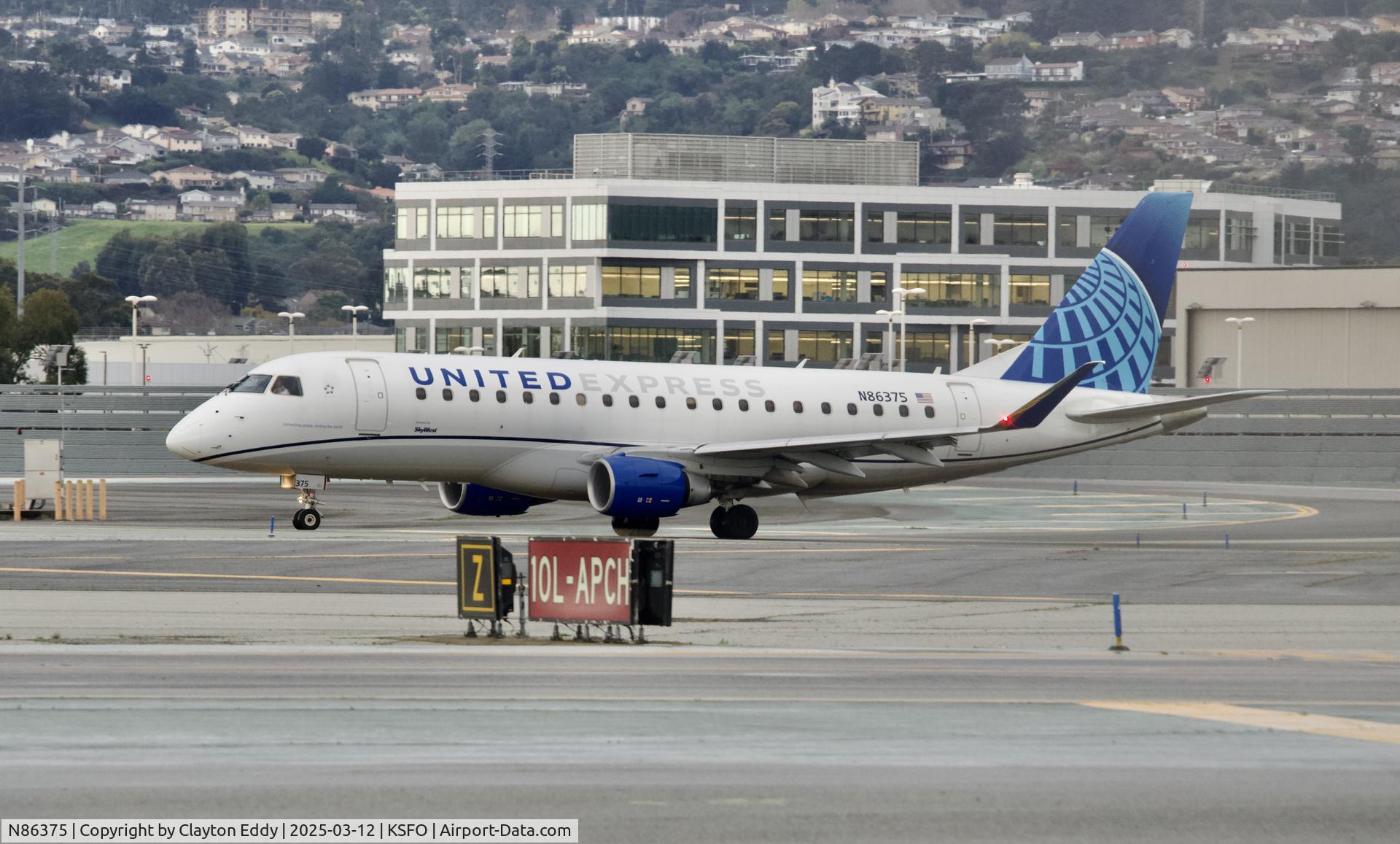 N86375, 2020 Yabora Indutria Aeronautic S ERJ-170-200 LL C/N 17000868, Departing runway 10 SFO 2025