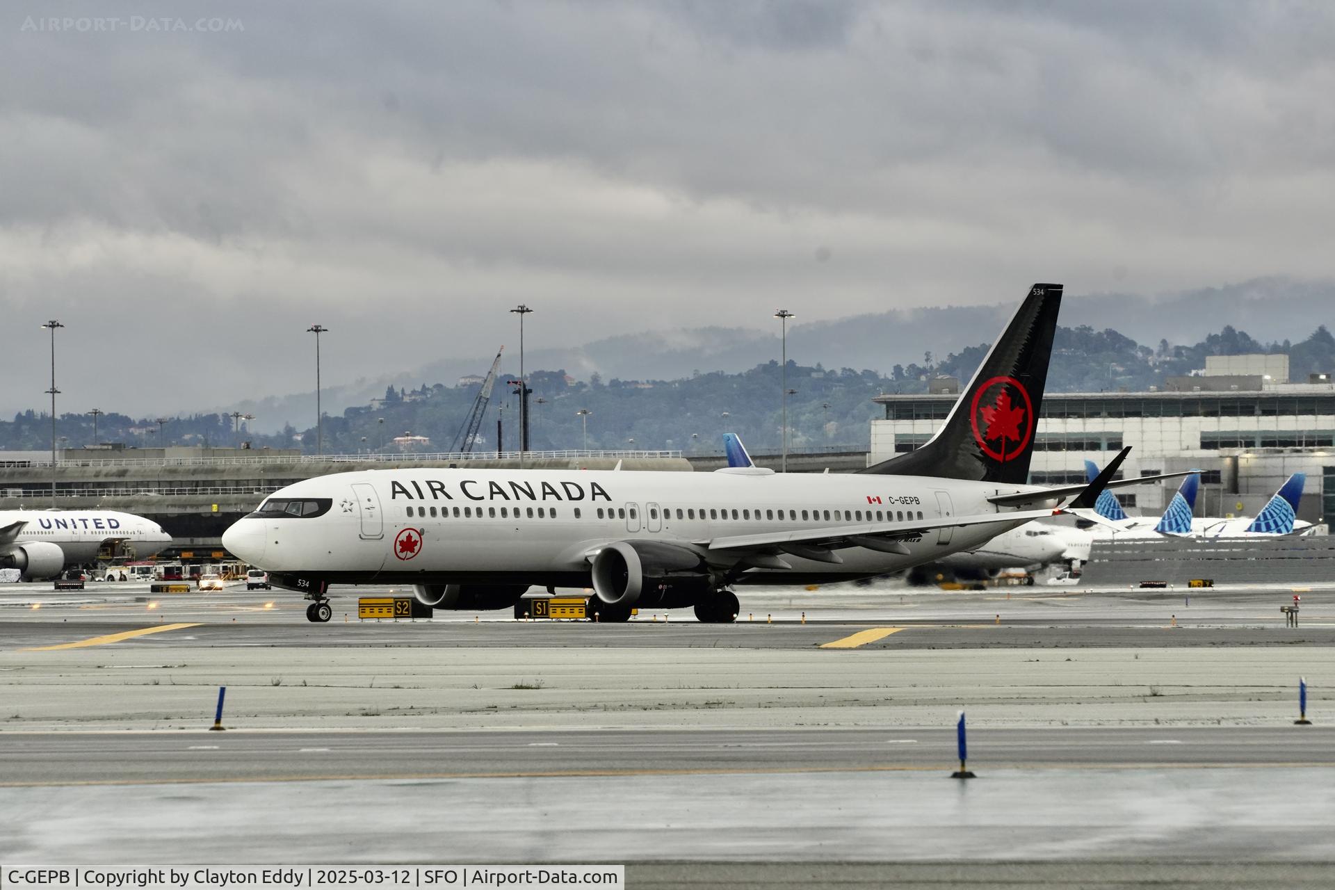 C-GEPB, 2019 Boeing 737-8 MAX C/N 61240, Departing runway 10 SFO 2025
