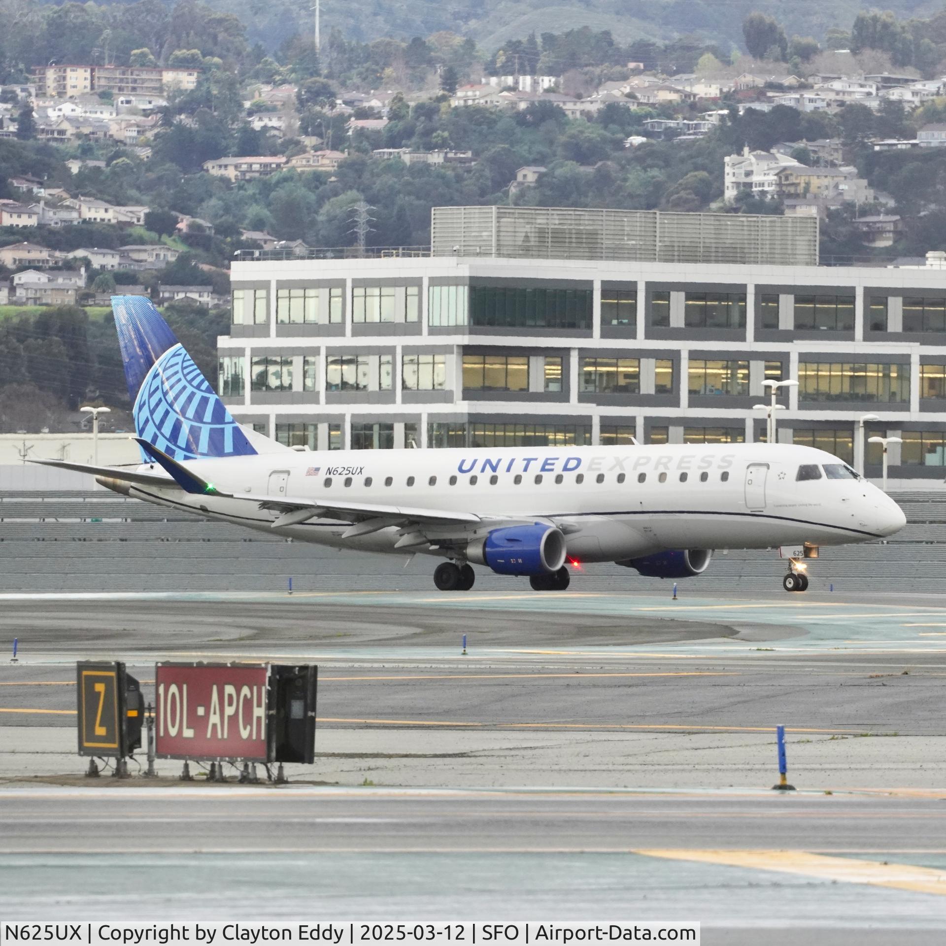 N625UX, 2019 Embraer ERJ-175LL (ERJ-170-200LL) C/N 17000835, Departing runway 10 SFO 2025