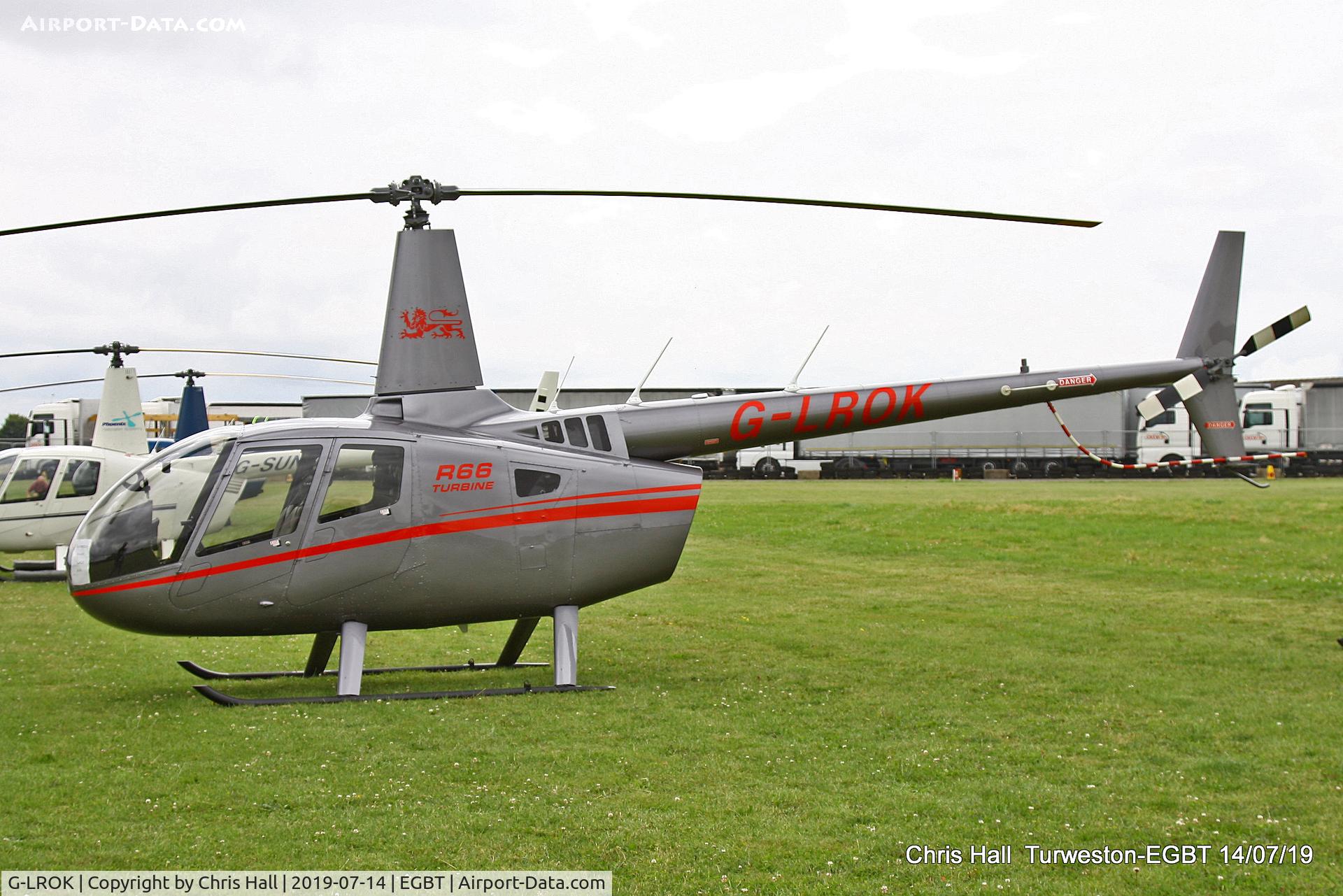 G-LROK, 2015 Robinson R66 Turbine C/N 0581, Turweston, British Grand Prix weekend