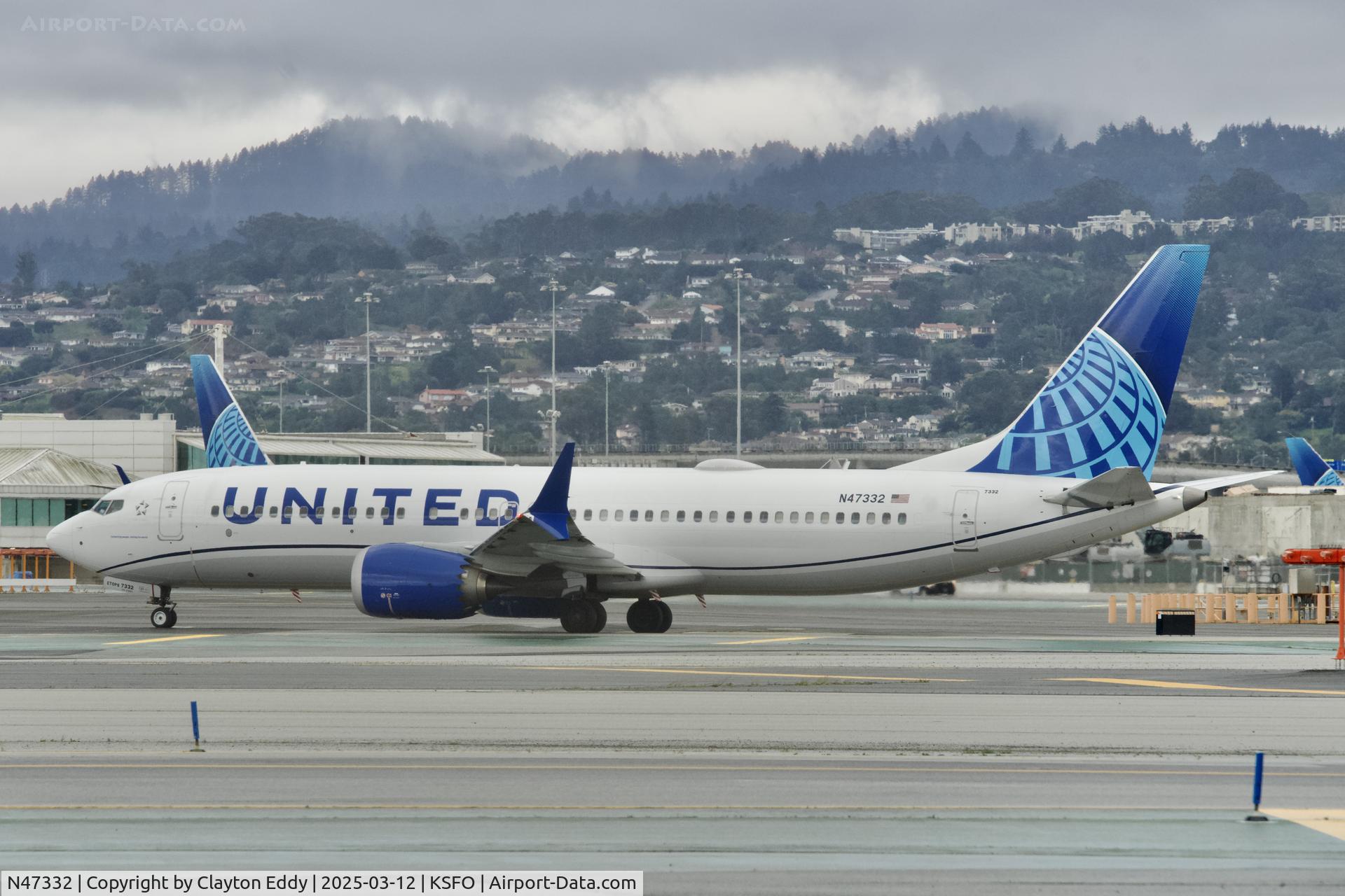 N47332, 2024 Boeing 737 MAX 8 C/N 67586, Departing runway 10 SFO 2025