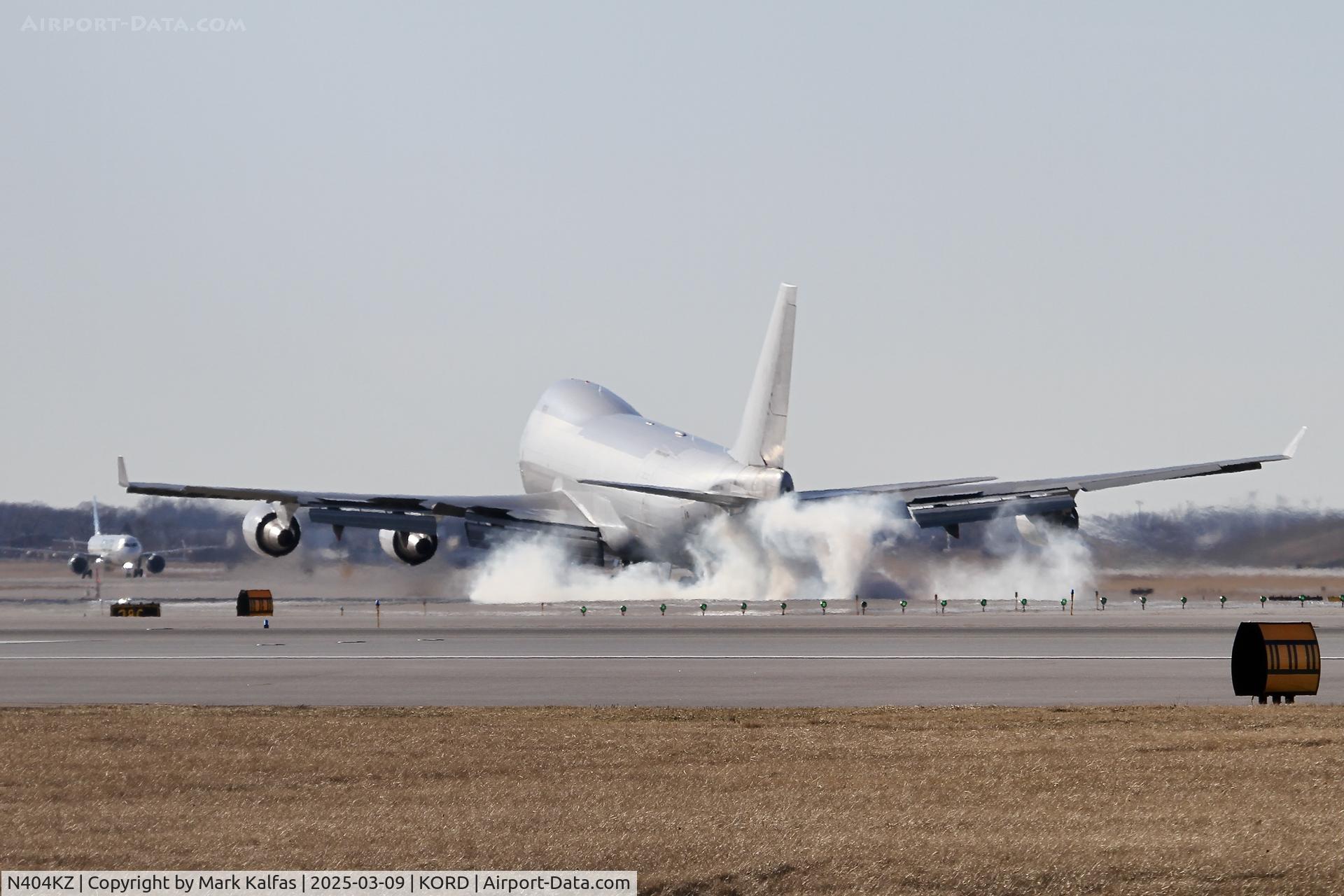 N404KZ, 2006 Boeing 747-481F(SCD) C/N 34283, B744 ATLAS AIR Boeing 747-481F(SCD) N404KZ GTI4304 ANC-ORD, slamming it on the deck 28R with a 30 mph cross wind at O'Hare.