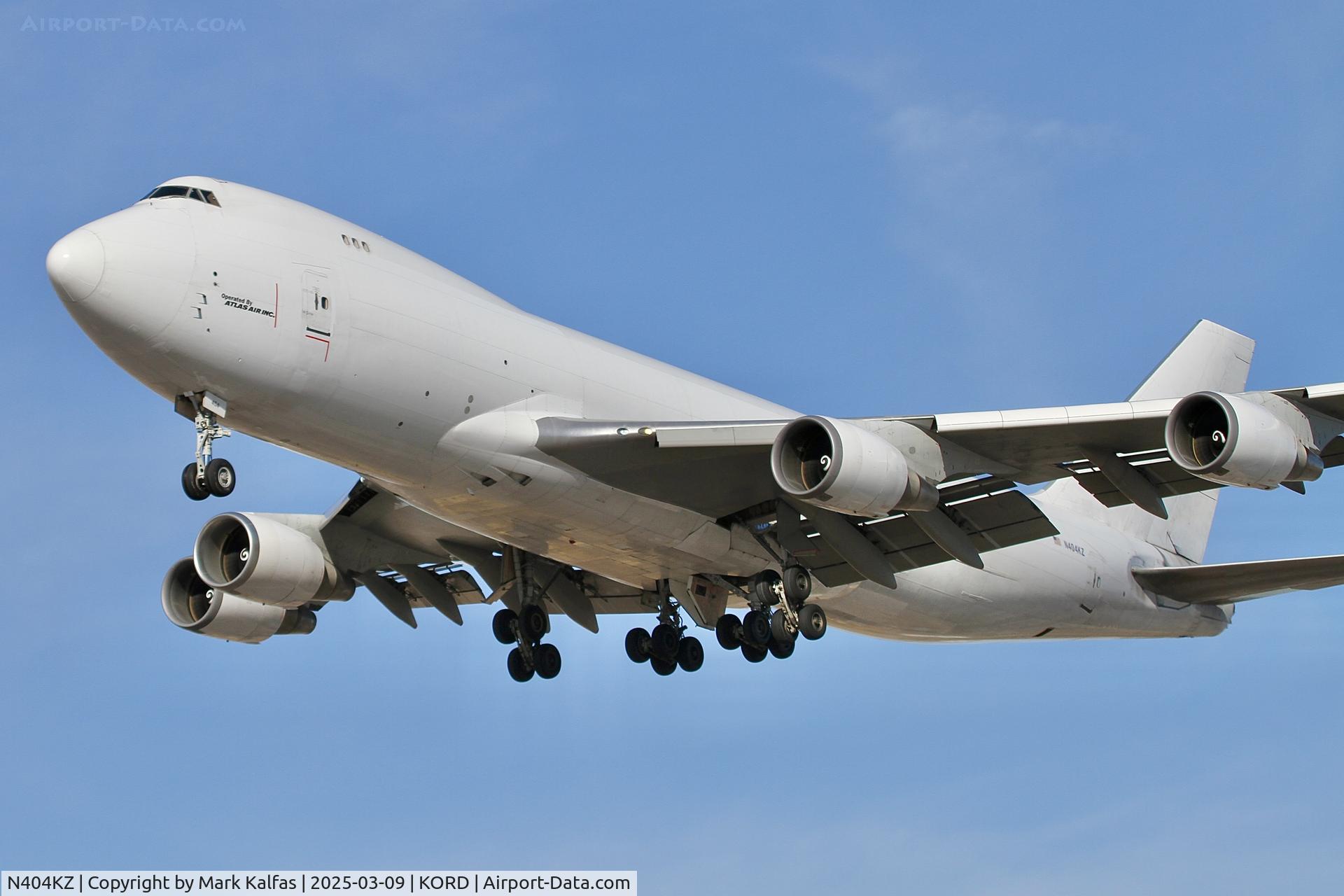 N404KZ, 2006 Boeing 747-481F(SCD) C/N 34283, B744 ATLAS AIR Boeing 747-481F(SCD) N404KZ GTI4304 ANC-ORD, slamming it on the deck 28R with a 30 mph cross wind at O'Hare.