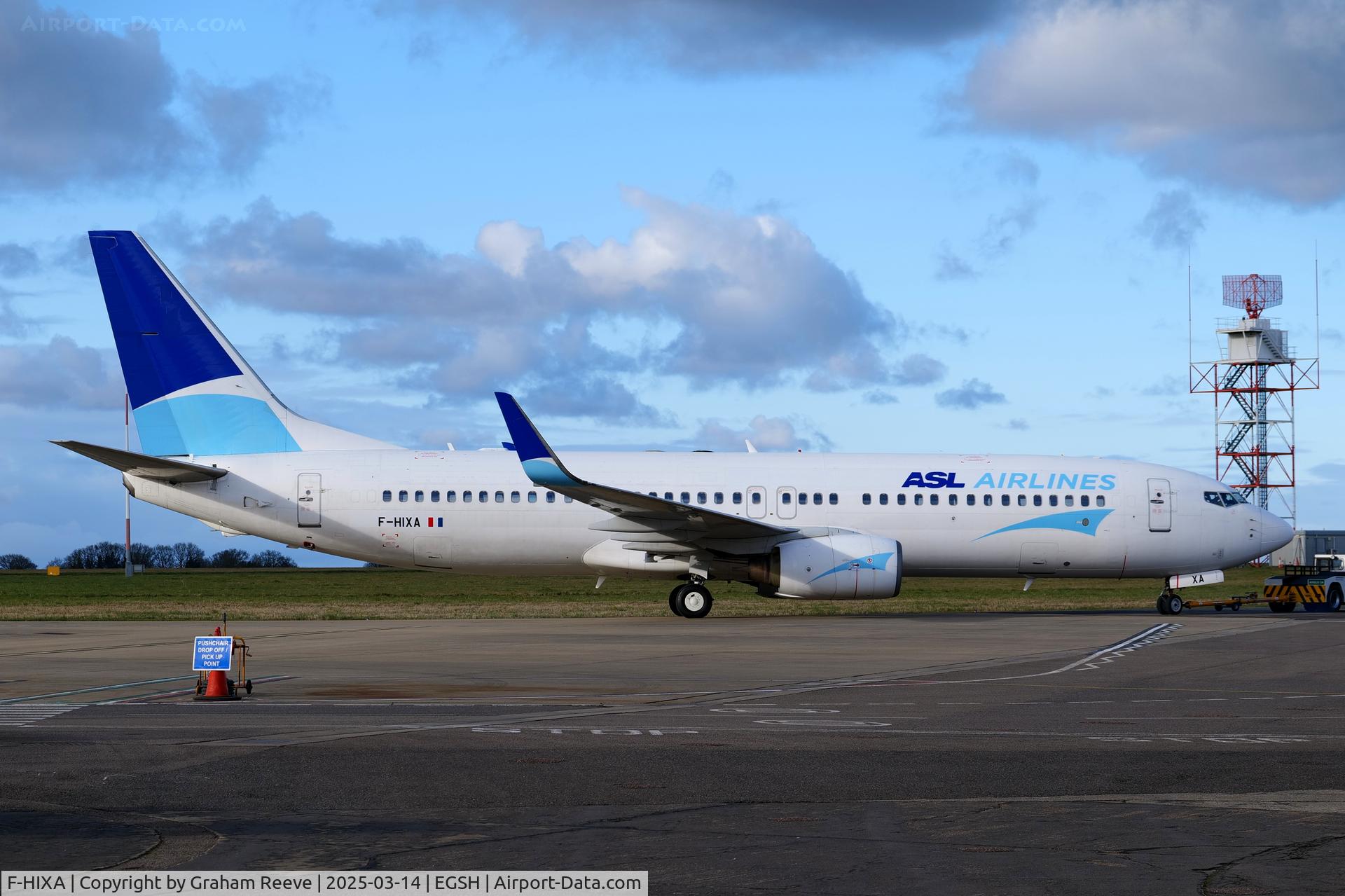 F-HIXA, 2007 Boeing 737-846 C/N 35332, Under tow at Norwich.