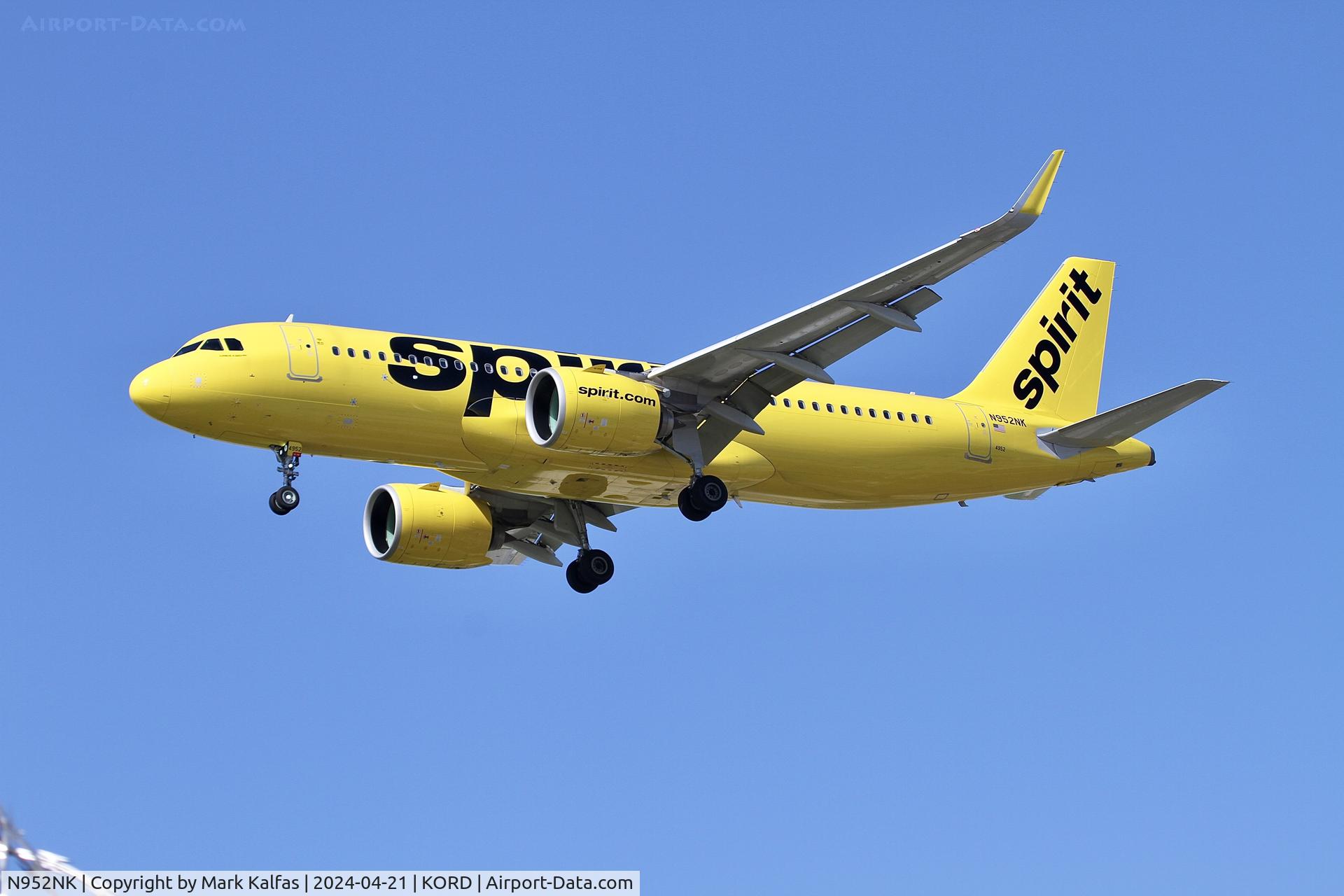 N952NK, 2022 Airbus A320-271N C/N 10767, A20N SPIRIT AIRLINES A320-271N N952NK arriving on 28C KORD
