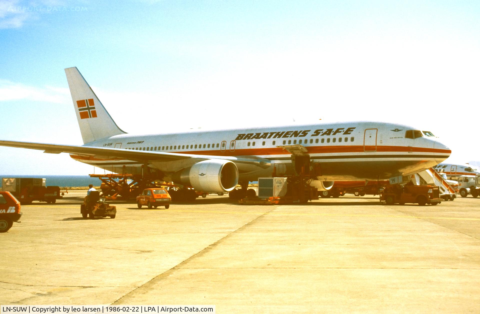 LN-SUW, 1984 Boeing 767-205 C/N 23058, Las Palmas 22.2.1986
