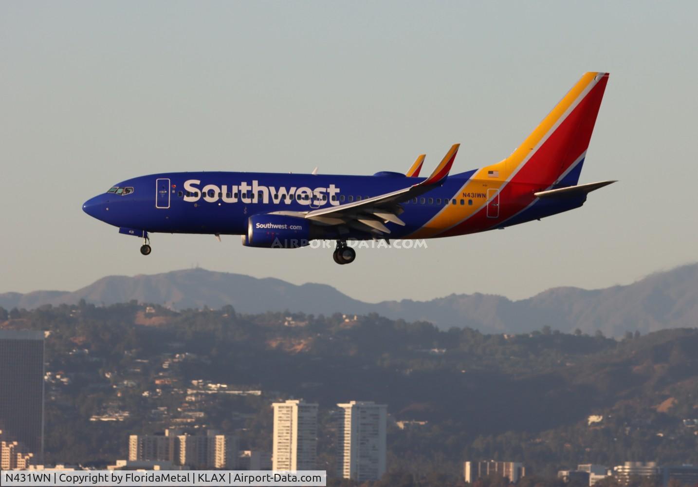 N431WN, 2002 Boeing 737-7H4 C/N 29845, SWA 737 zx mci-lax