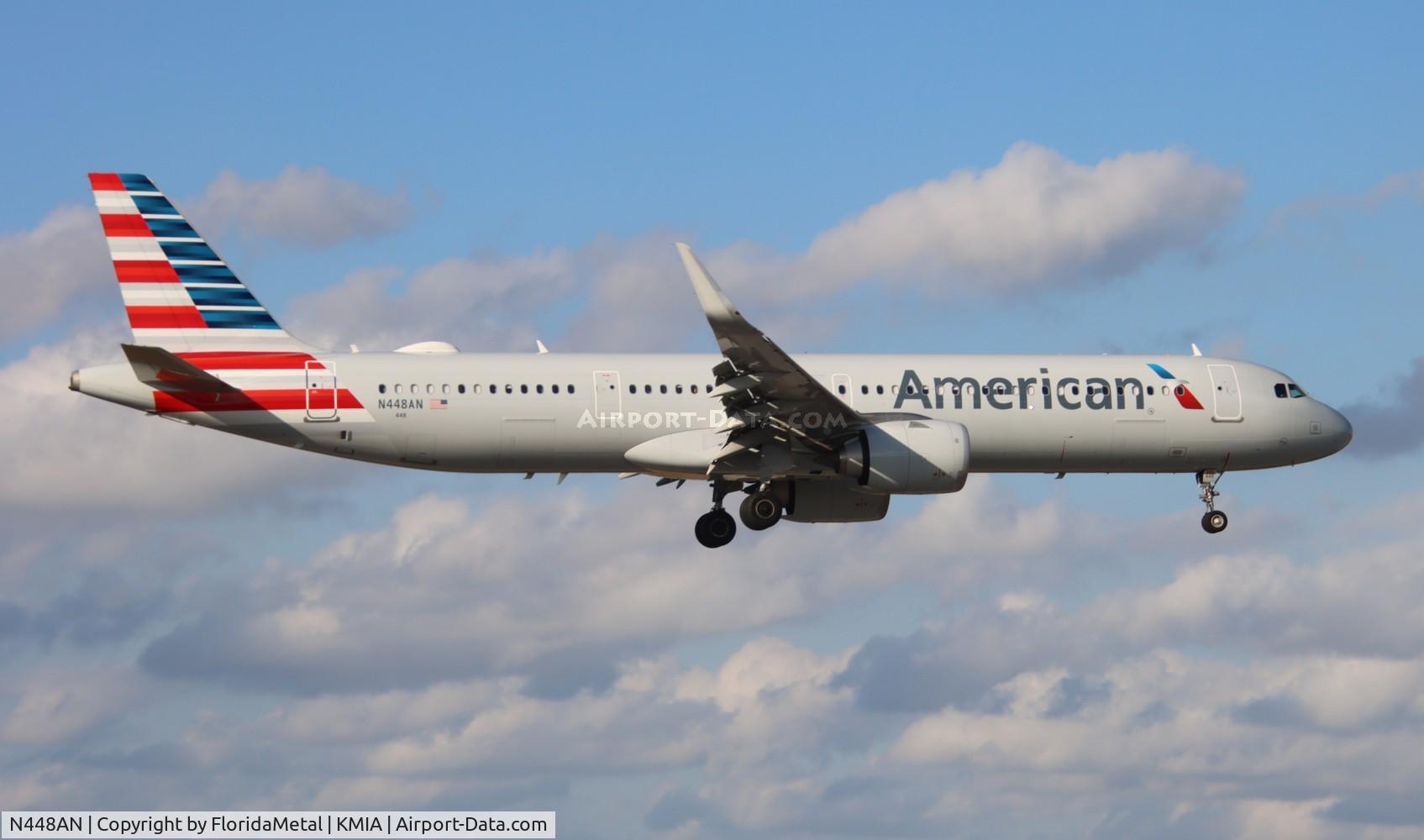 N448AN, Airbus A321-253NX C/N 10738, AAL A321N zx cun, mmun-mia