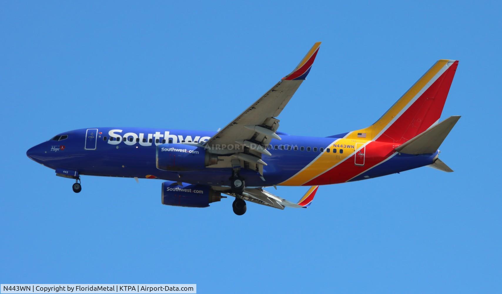 N443WN, 2003 Boeing 737-7H4 C/N 29838, SWA 737 zx hou-tpa

