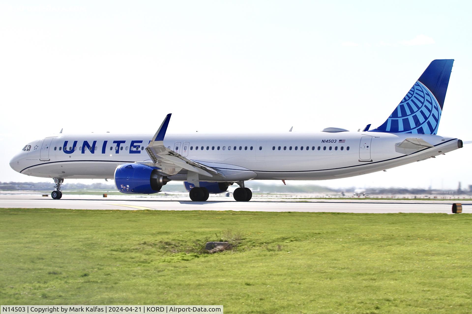 N14503, 2023 Airbus A321-27NX NEO C/N 11599, A321 United Airlines AIRBUS A321-271NX N14503 departing 22L KORD