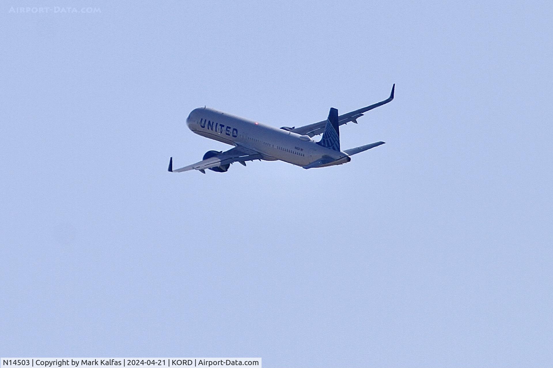 N14503, 2023 Airbus A321-27NX NEO C/N 11599, A321 United Airlines AIRBUS A321-271NX N14503 departing 22L KORD